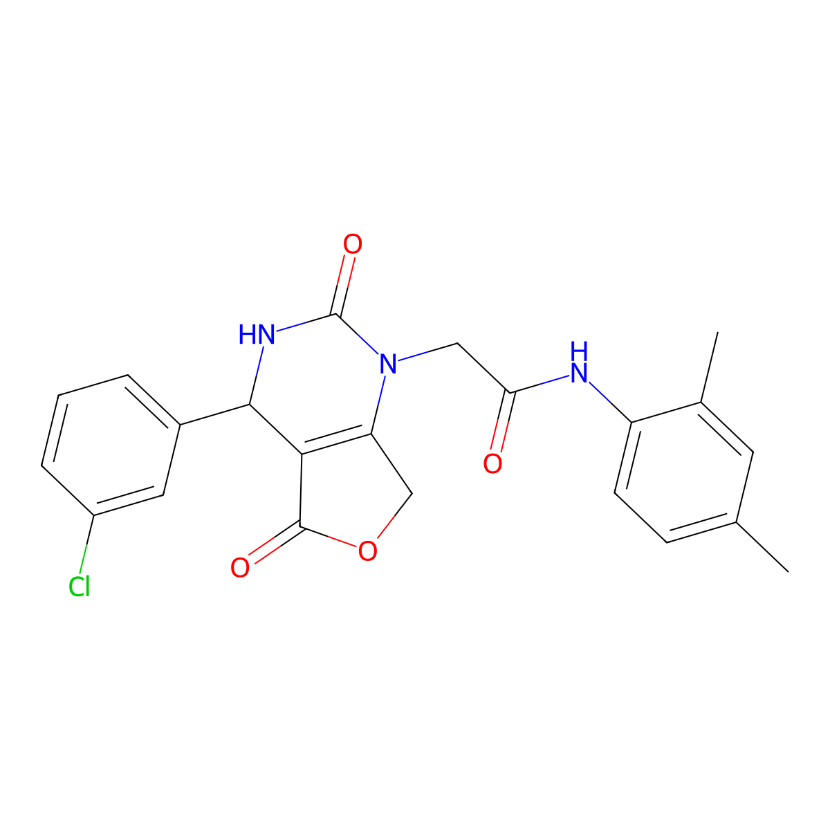 2-(4-(3-chlorophenyl)-2,5-dioxo-3,4-dihydrofuro[3,4-d]pyrimidin-1(2H,5H,7H)-yl)-N-(2,4-dimethylphenyl)acetamide molecular structure, CAS 1251593-54-0