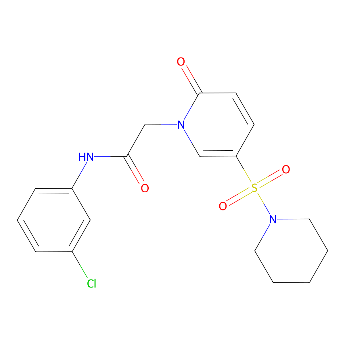 N-(3-chlorophenyl)-2-[2-oxo-5-(piperidin-1-ylsulfonyl)pyridin-1(2H)-yl]acetamide molecular structure, CAS 1251593-55-1