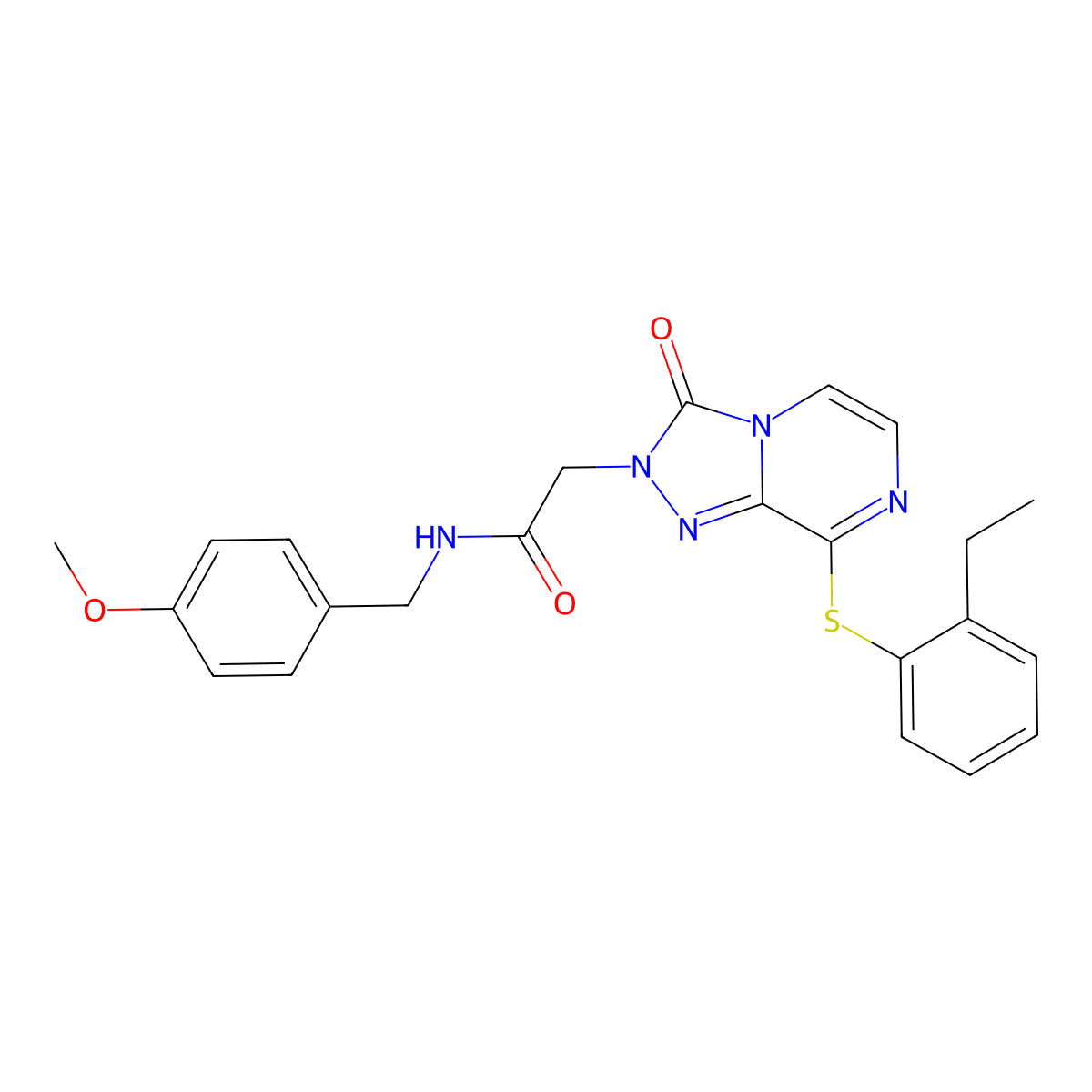 2-{8-[(2-ethylphenyl)sulfanyl]-3-oxo-2H,3H-[1,2,4]triazolo[4,3-a]pyrazin-2-yl}-N-[(4-methoxyphenyl)methyl]acetamide molecular structure, CAS 1251593-59-5