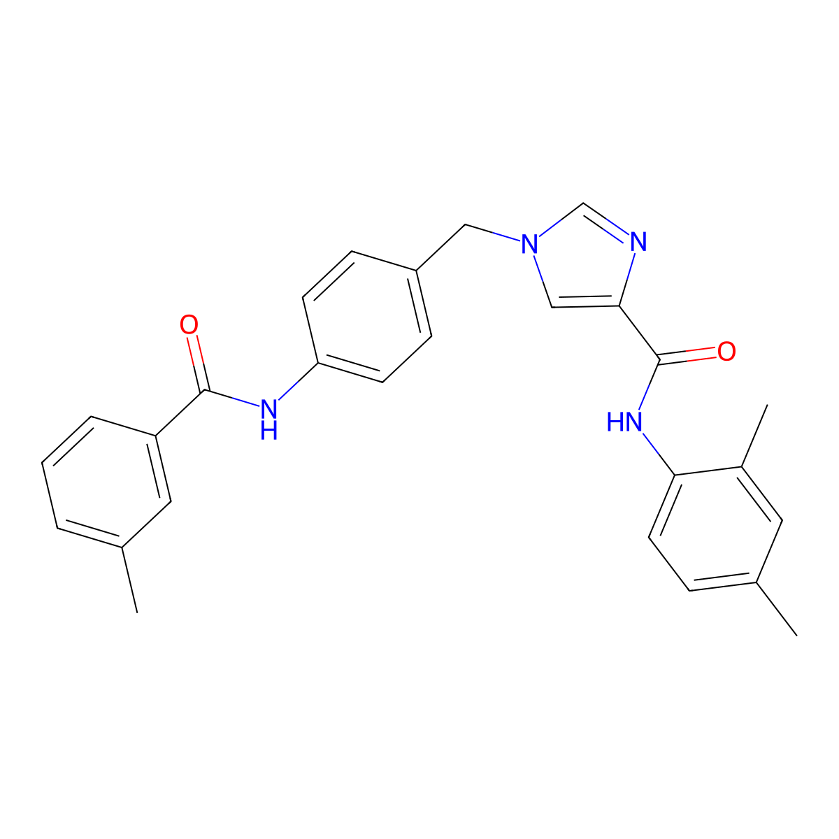 N-(2,4-dimethylphenyl)-1-{[4-(3-methylbenzamido)phenyl]methyl}-1H-imidazole-4-carboxamide molecular structure, CAS 1251593-61-9