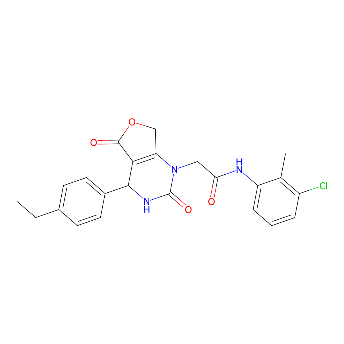 N-(3-chloro-2-methylphenyl)-2-(4-(4-ethylphenyl)-2,5-dioxo-3,4-dihydrofuro[3,4-d]pyrimidin-1(2H,5H,7H)-yl)acetamide molecular structure, CAS 1251593-62-0