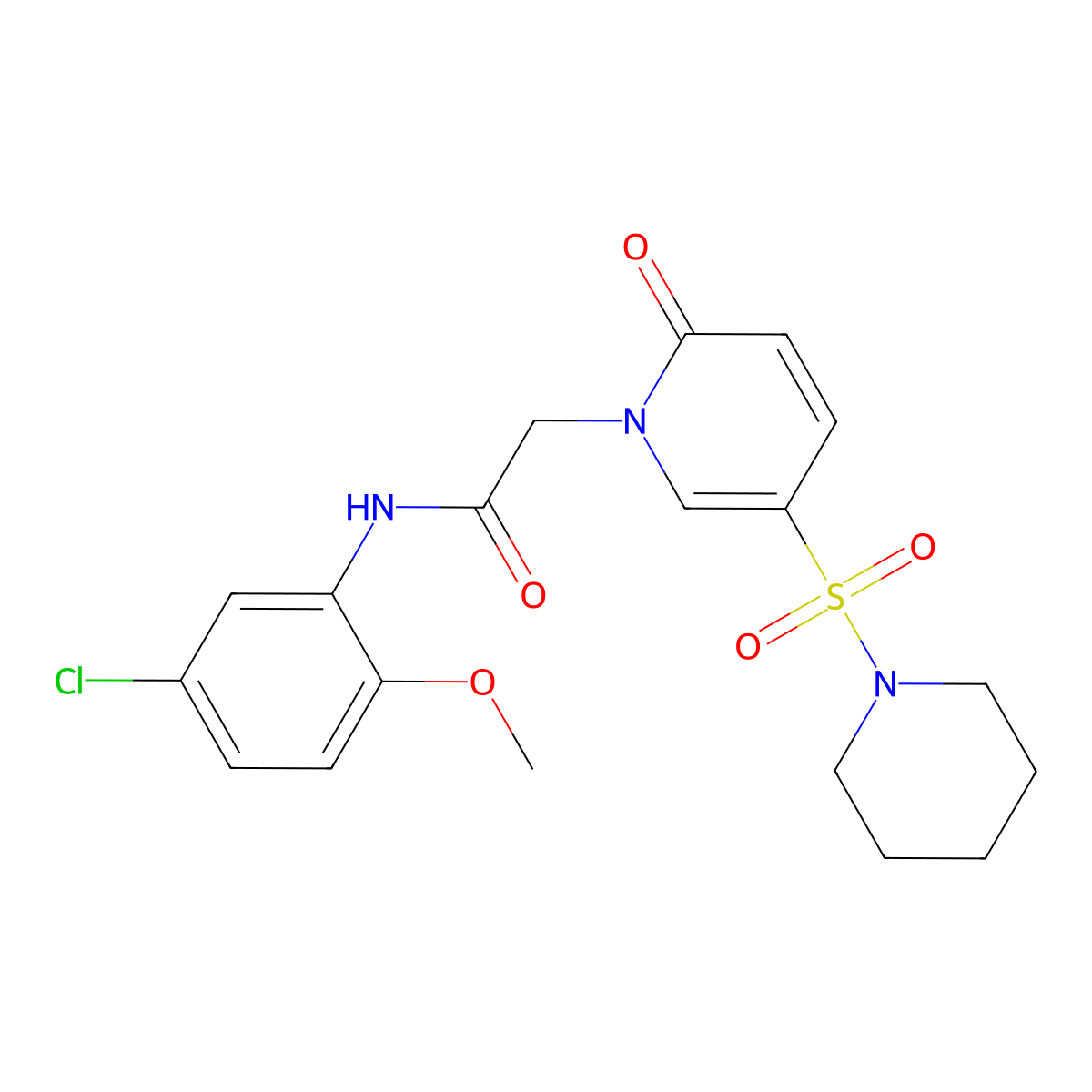 N-(5-chloro-2-methoxyphenyl)-2-[2-oxo-5-(piperidin-1-ylsulfonyl)pyridin-1(2H)-yl]acetamide molecular structure, CAS 1251593-66-4
