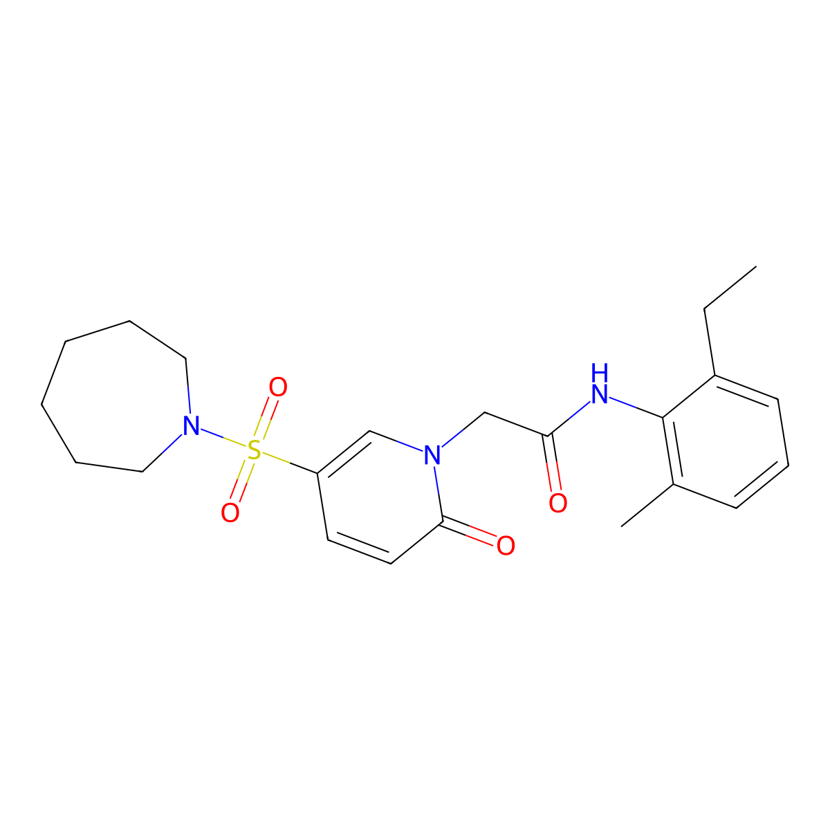2-(5-(azepan-1-ylsulfonyl)-2-oxopyridin-1(2H)-yl)-N-(2-ethyl-6-methylphenyl)acetamide molecular structure, CAS 1251593-76-6