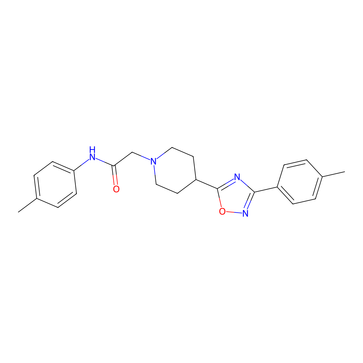 N-(p-tolyl)-2-(4-(3-(p-tolyl)-1,2,4-oxadiazol-5-yl)piperidin-1-yl)acetamide molecular structure, CAS 1251593-78-8