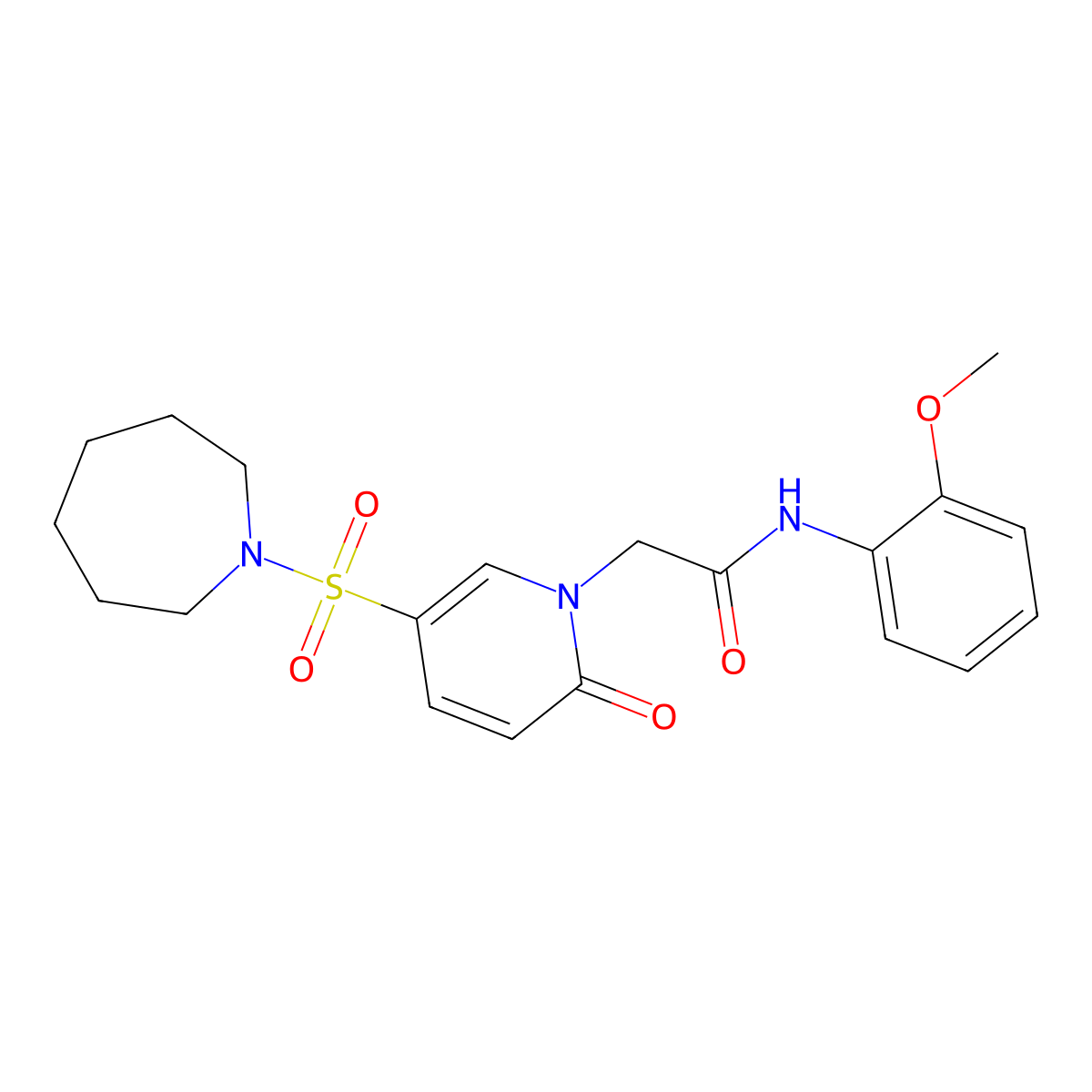 2-(5-(azepan-1-ylsulfonyl)-2-oxopyridin-1(2H)-yl)-N-(2-methoxyphenyl)acetamide molecular structure, CAS 1251593-80-2