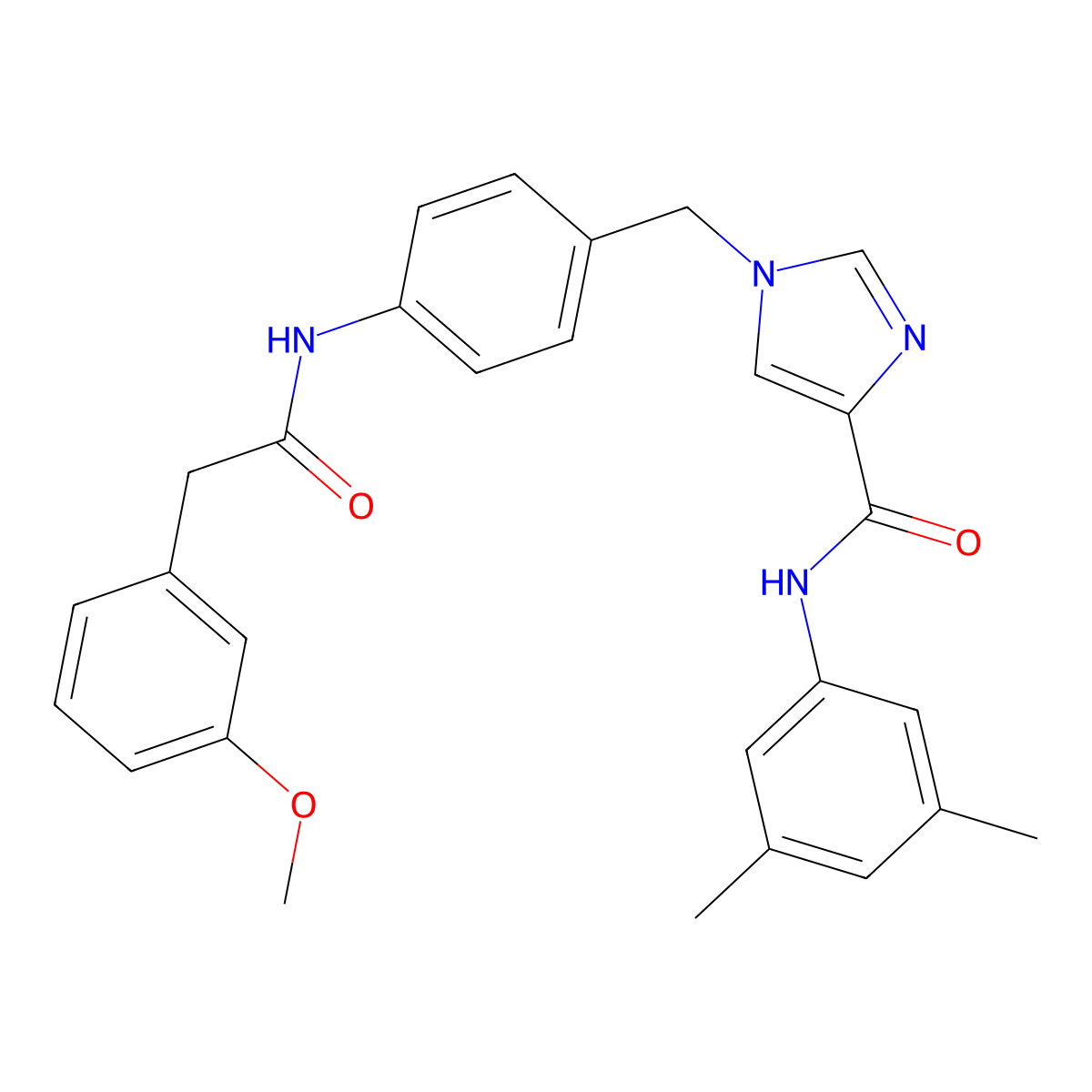 N-(3,5-dimethylphenyl)-1-(4-(2-(3-methoxyphenyl)acetamido)benzyl)-1H-imidazole-4-carboxamide molecular structure, CAS 1251593-84-6