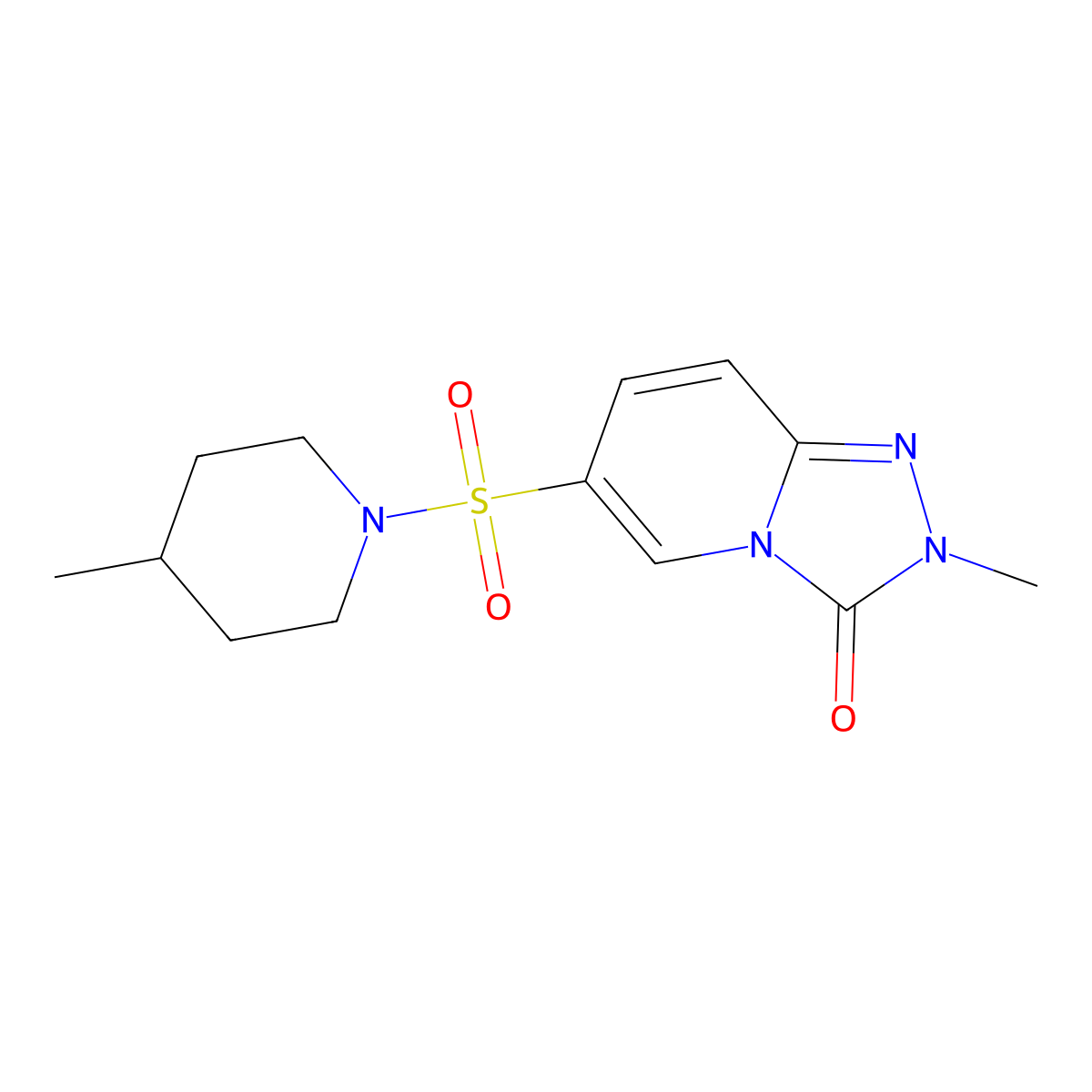 2-methyl-6-((4-methylpiperidin-1-yl)sulfonyl)-[1,2,4]triazolo[4,3-a]pyridin-3(2H)-one molecular structure, CAS 1251593-89-1