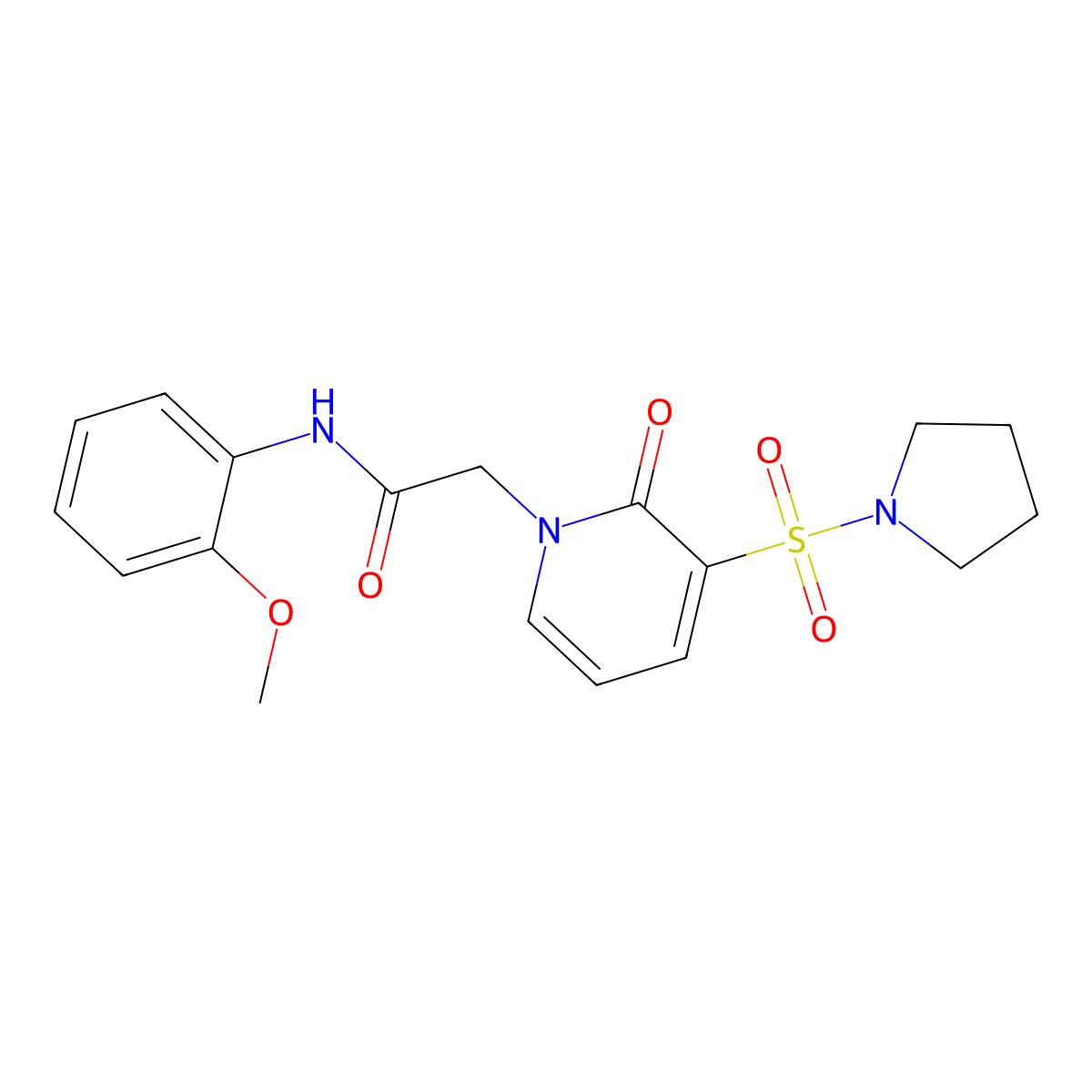N-(2-methoxyphenyl)-2-(2-oxo-3-(pyrrolidin-1-ylsulfonyl)pyridin-1(2H)-yl)acetamide molecular structure, CAS 1251593-91-5