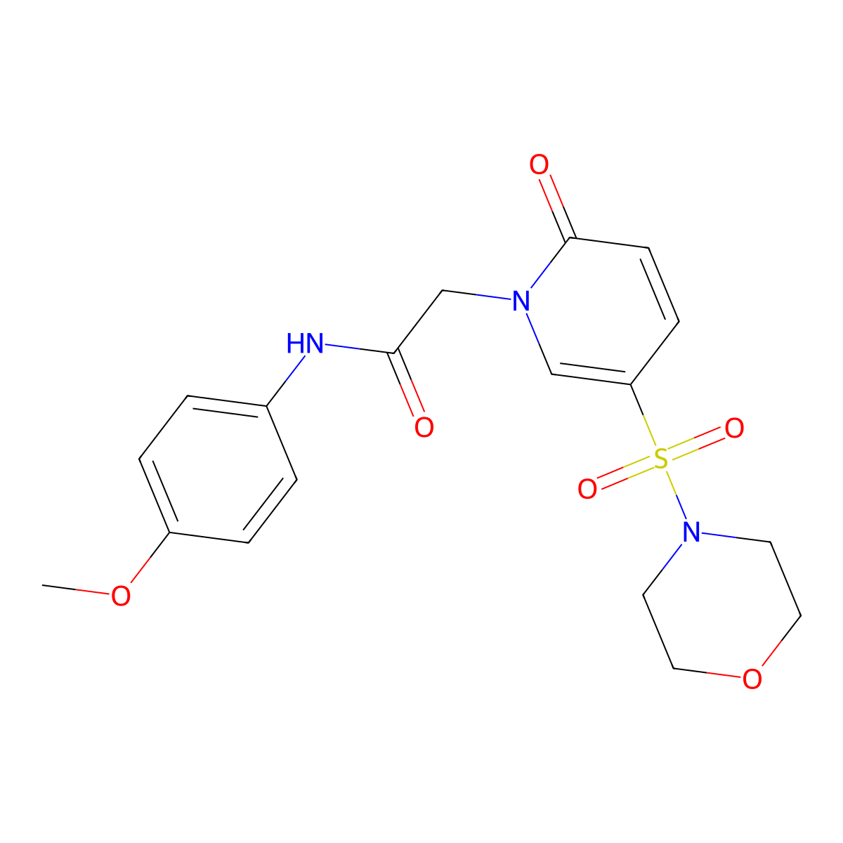 N-(4-methoxyphenyl)-2-[5-(morpholin-4-ylsulfonyl)-2-oxopyridin-1(2H)-yl]acetamide molecular structure, CAS 1251593-96-0