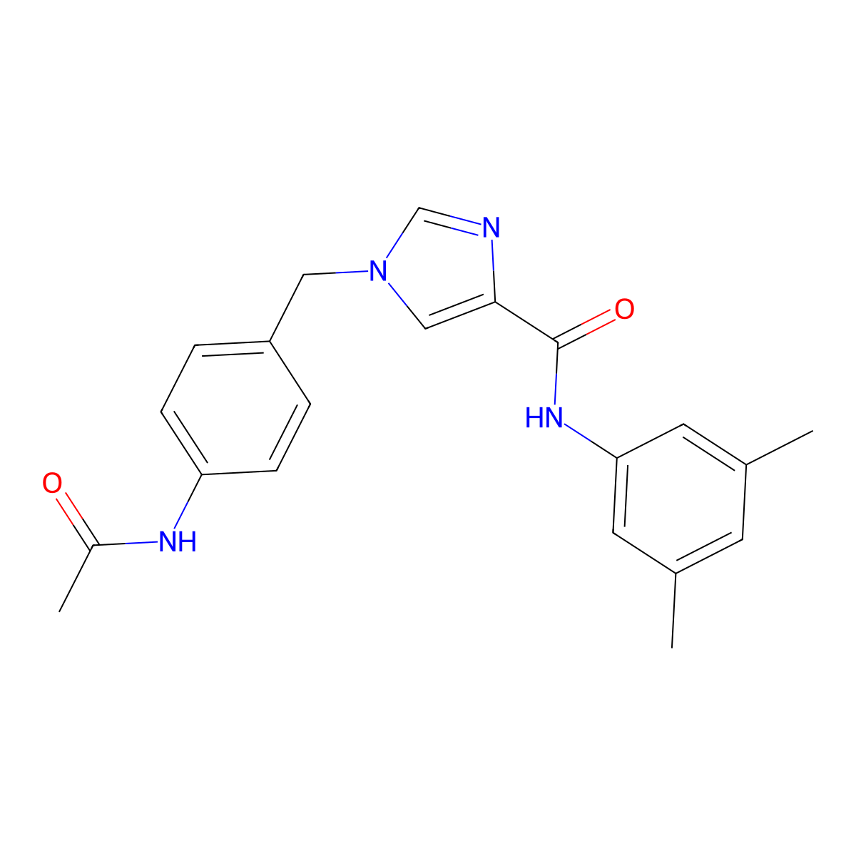 N-(3,5-dimethylphenyl)-1-[(4-acetamidophenyl)methyl]-1H-imidazole-4-carboxamide molecular structure, CAS 1251593-98-2