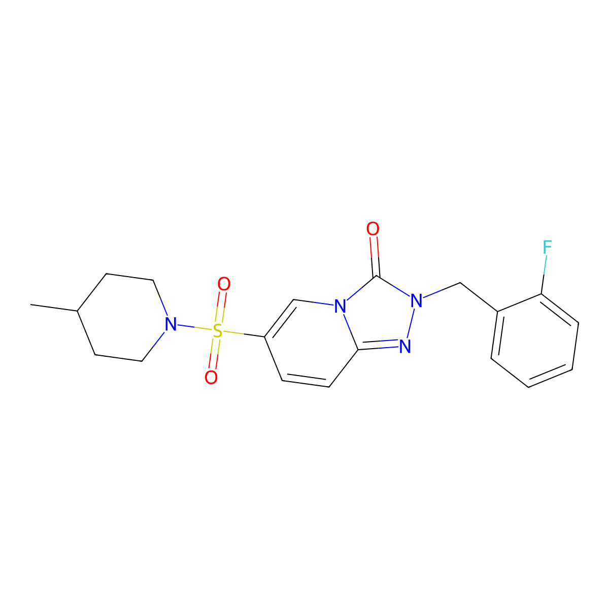 2-(2-fluorobenzyl)-6-((4-methylpiperidin-1-yl)sulfonyl)-[1,2,4]triazolo[4,3-a]pyridin-3(2H)-one molecular structure, CAS 1251594-03-2