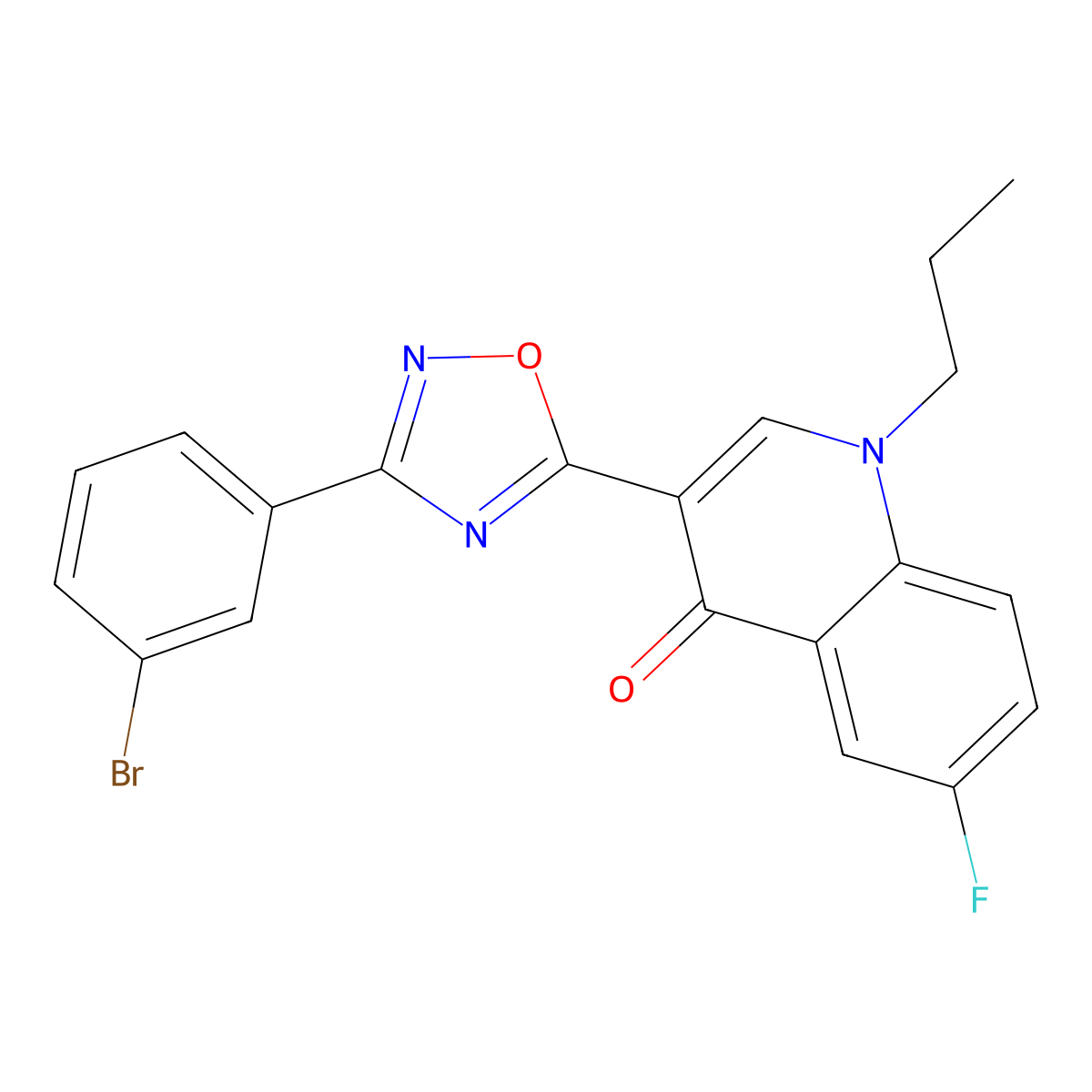 3-(3-(3-bromophenyl)-1,2,4-oxadiazol-5-yl)-6-fluoro-1-propylquinolin-4(1H)-one molecular structure, CAS 1251594-05-4