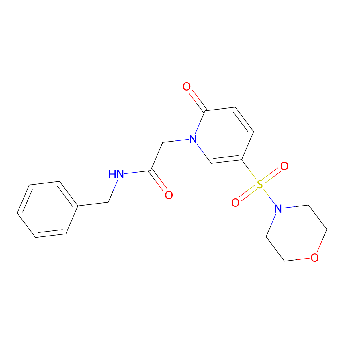 N-benzyl-2-[5-(morpholine-4-sulfonyl)-2-oxo-1,2-dihydropyridin-1-yl]acetamide molecular structure, CAS 1251594-08-7