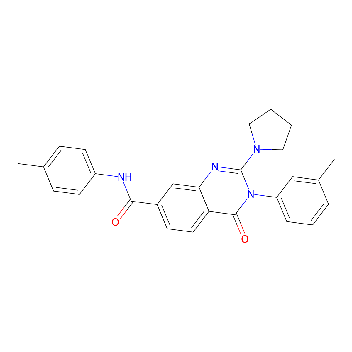 3-(3-methylphenyl)-N-(4-methylphenyl)-4-oxo-2-pyrrolidin-1-yl-3,4-dihydroquinazoline-7-carboxamide molecular structure, CAS 1251594-11-2