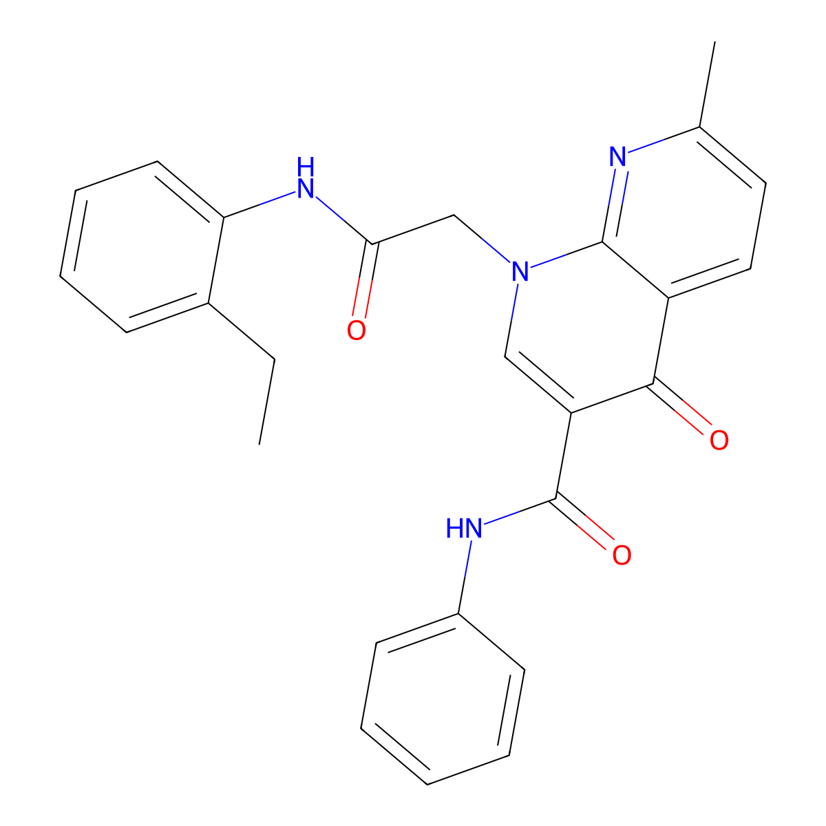 1-(2-((2-ethylphenyl)amino)-2-oxoethyl)-7-methyl-4-oxo-N-phenyl-1,4-dihydro-1,8-naphthyridine-3-carboxamide molecular structure, CAS 1251594-12-3