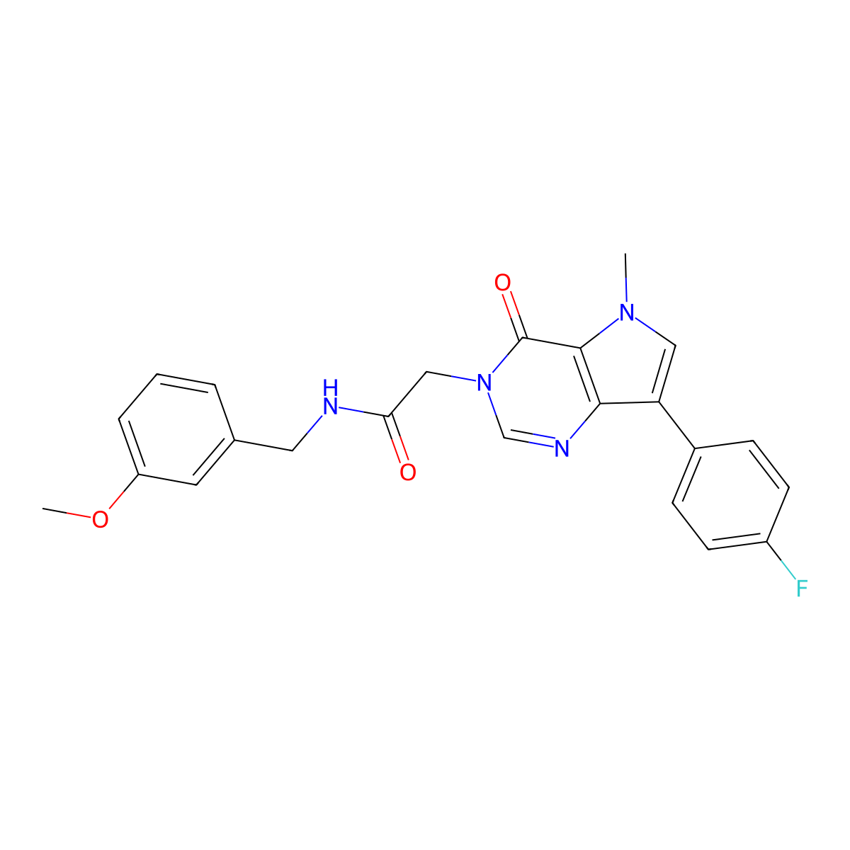 2-(7-(4-fluorophenyl)-5-methyl-4-oxo-4,5-dihydro-3H-pyrrolo[3,2-d]pyrimidin-3-yl)-N-(3-methoxybenzyl)acetamide molecular structure, CAS 1251594-16-7