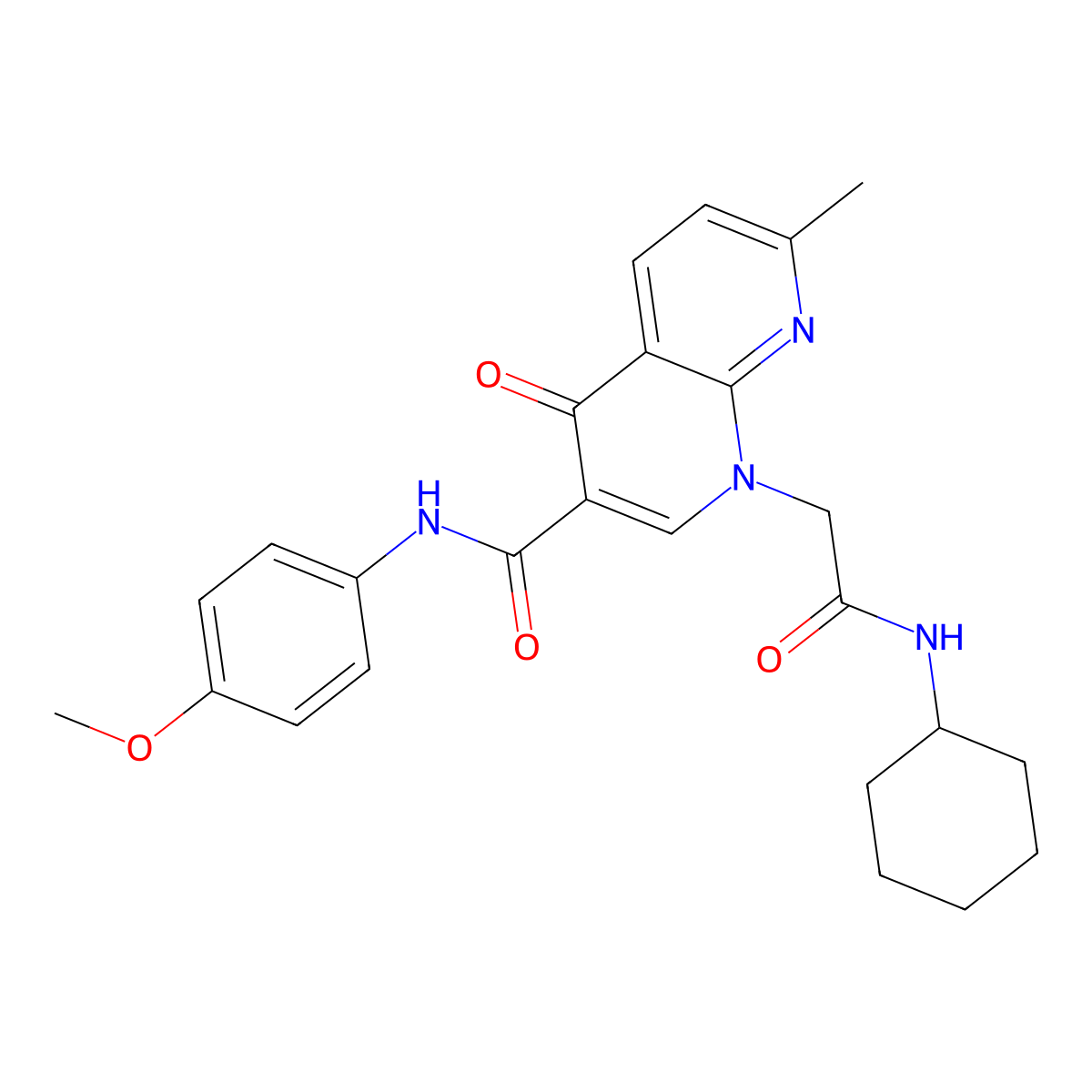 1-(2-(cyclohexylamino)-2-oxoethyl)-N-(4-methoxyphenyl)-7-methyl-4-oxo-1,4-dihydro-1,8-naphthyridine-3-carboxamide molecular structure, CAS 1251594-23-6