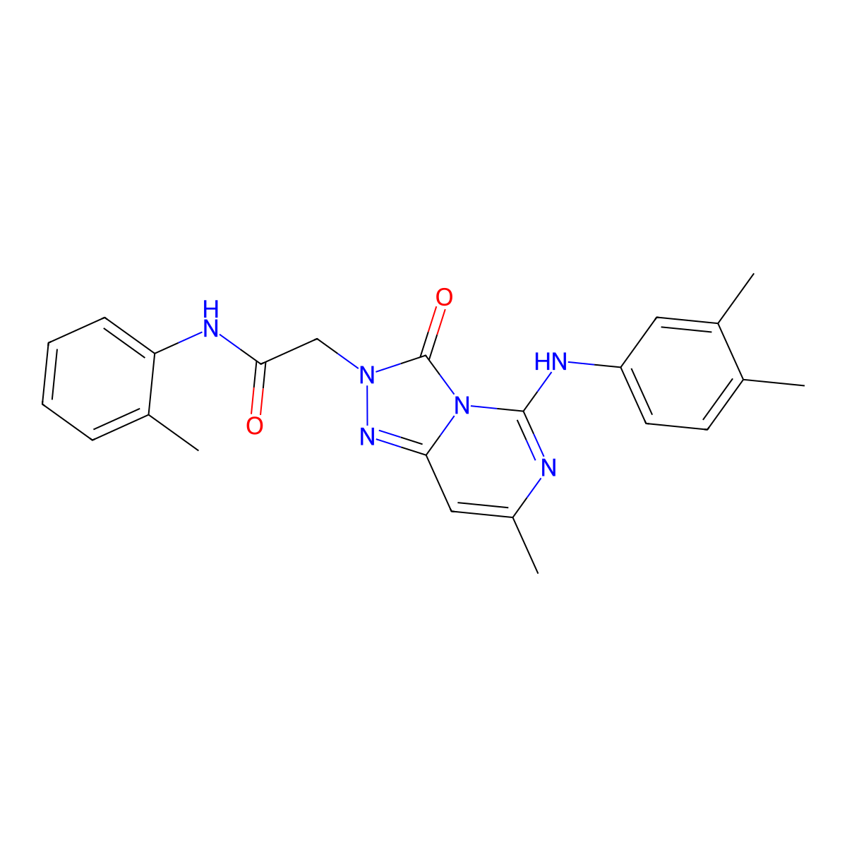 2-{5-[(3,4-dimethylphenyl)amino]-7-methyl-3-oxo-2H,3H-[1,2,4]triazolo[4,3-c]pyrimidin-2-yl}-N-(2-methylphenyl)acetamide molecular structure, CAS 1251594-25-8