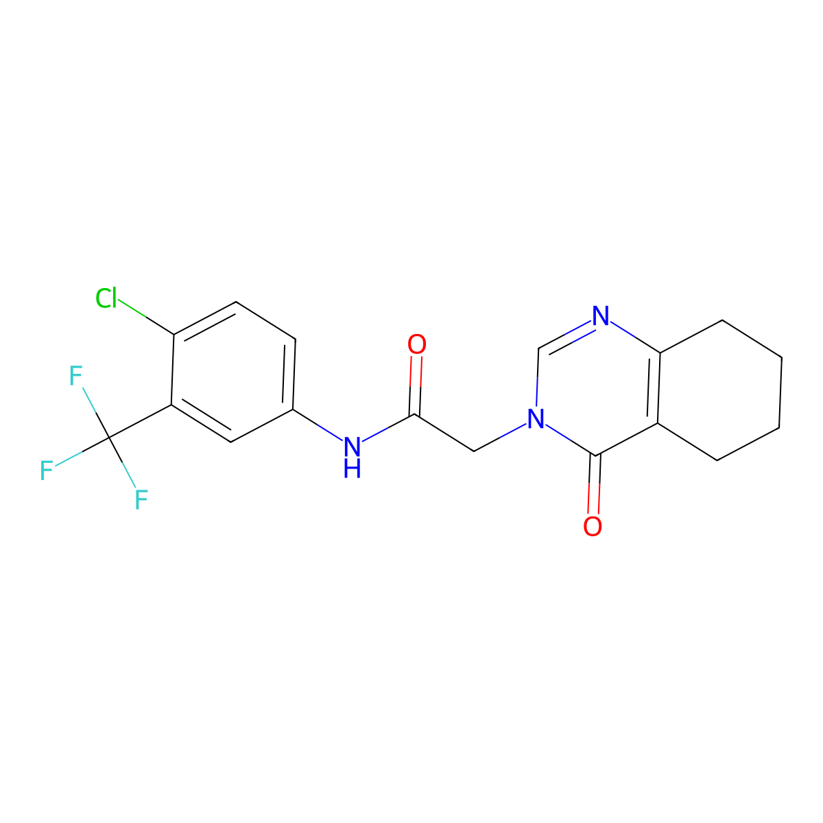N-(4-chloro-3-(trifluoromethyl)phenyl)-2-(4-oxo-5,6,7,8-tetrahydroquinazolin-3(4H)-yl)acetamide molecular structure, CAS 1251594-27-0