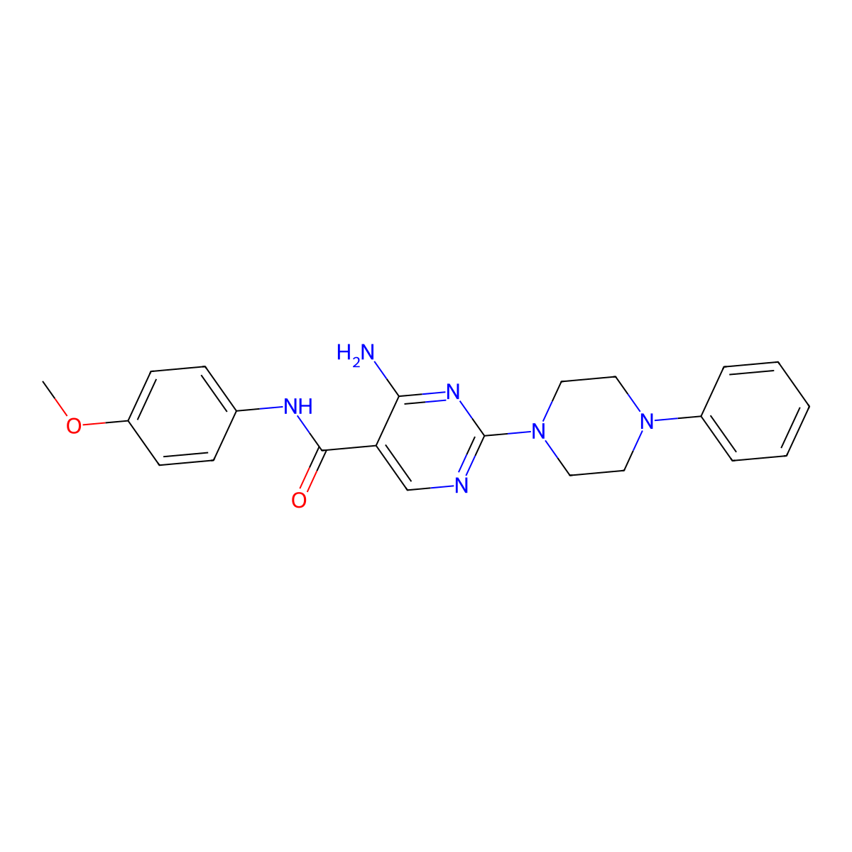 4-amino-N-(4-methoxyphenyl)-2-(4-phenylpiperazin-1-yl)pyrimidine-5-carboxamide molecular structure, CAS 1251594-33-8