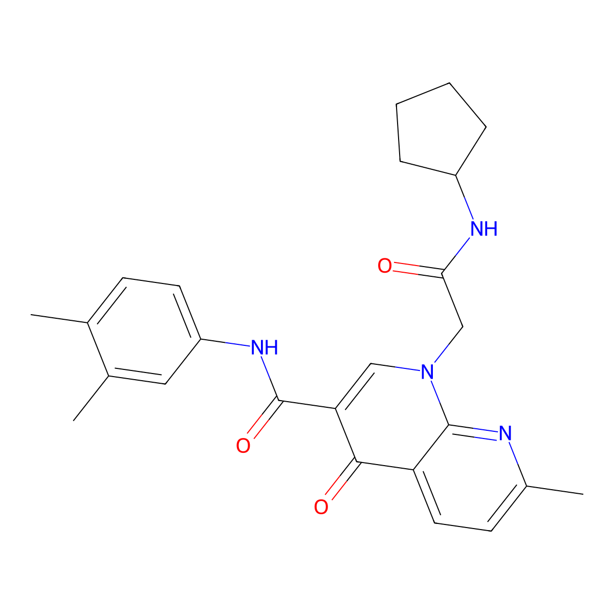 1-(2-(cyclopentylamino)-2-oxoethyl)-N-(3,4-dimethylphenyl)-7-methyl-4-oxo-1,4-dihydro-1,8-naphthyridine-3-carboxamide molecular structure, CAS 1251594-38-3