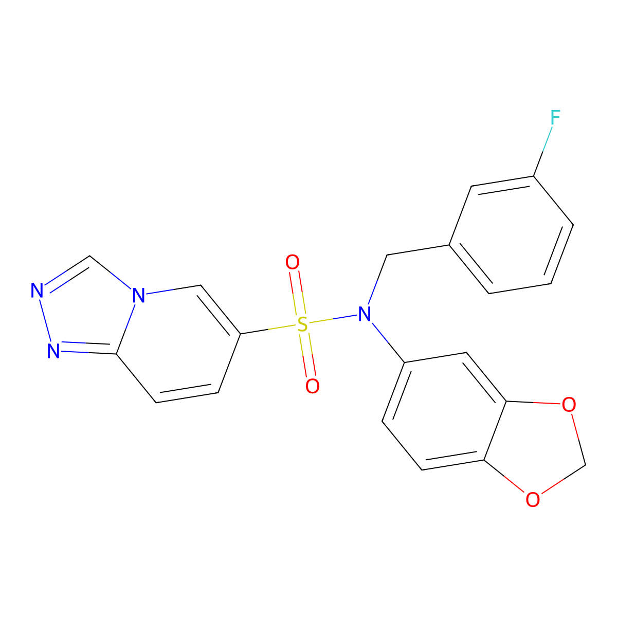 N-(2H-1,3-benzodioxol-5-yl)-N-[(3-fluorophenyl)methyl]-[1,2,4]triazolo[4,3-a]pyridine-6-sulfonamide molecular structure, CAS 1251594-45-2