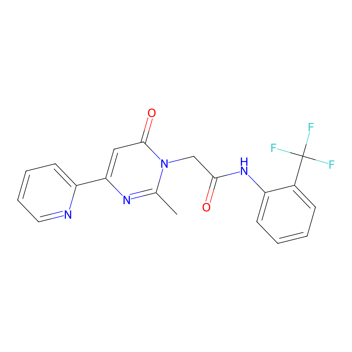 2-(2-methyl-6-oxo-4-(pyridin-2-yl)pyrimidin-1(6H)-yl)-N-(2-(trifluoromethyl)phenyl)acetamide molecular structure, CAS 1251594-46-3
