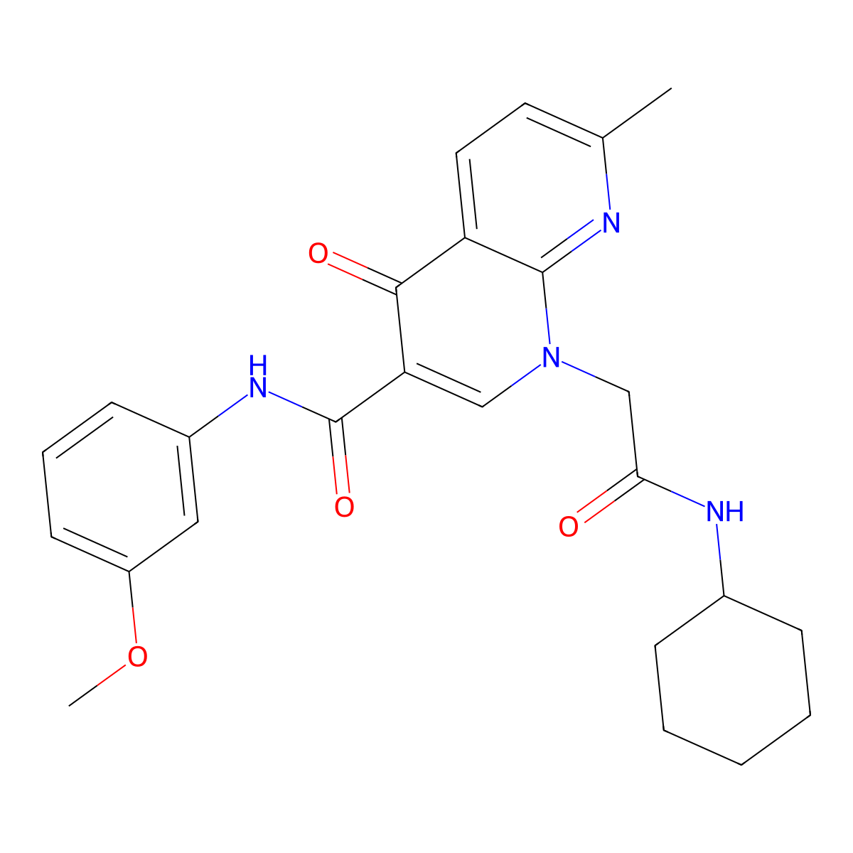 1-(2-(cyclohexylamino)-2-oxoethyl)-N-(3-methoxyphenyl)-7-methyl-4-oxo-1,4-dihydro-1,8-naphthyridine-3-carboxamide molecular structure, CAS 1251594-49-6