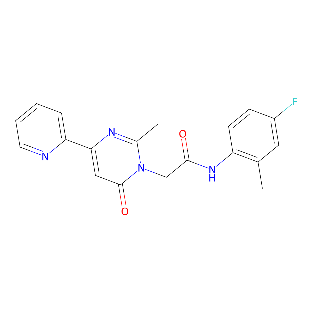 N-(4-fluoro-2-methylphenyl)-2-(2-methyl-6-oxo-4-(pyridin-2-yl)pyrimidin-1(6H)-yl)acetamide molecular structure, CAS 1251594-51-0