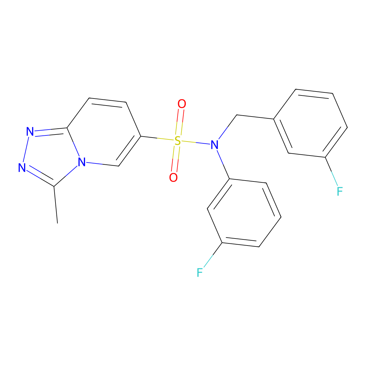 N-(3-fluorophenyl)-N-[(3-fluorophenyl)methyl]-3-methyl-[1,2,4]triazolo[4,3-a]pyridine-6-sulfonamide molecular structure, CAS 1251594-52-1