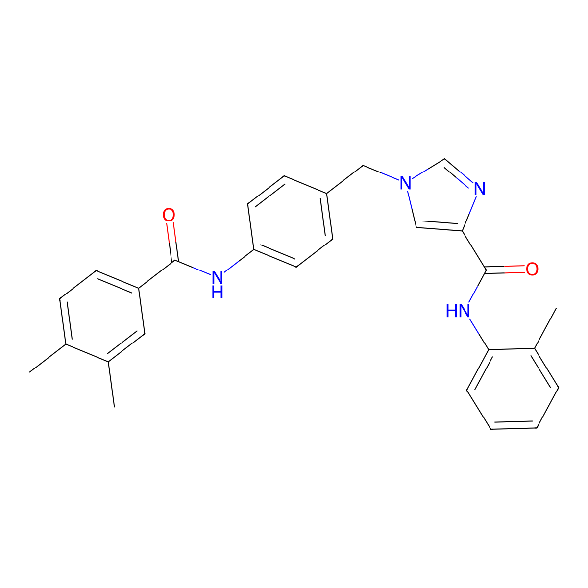 1-{[4-(3,4-dimethylbenzamido)phenyl]methyl}-N-(2-methylphenyl)-1H-imidazole-4-carboxamide molecular structure, CAS 1251594-54-3