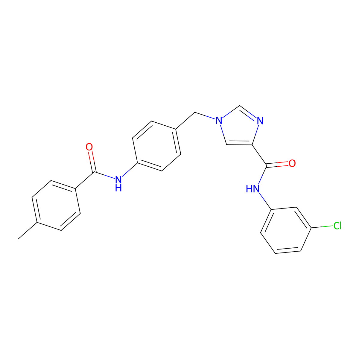 N-(3-chlorophenyl)-1-{[4-(4-methylbenzamido)phenyl]methyl}-1H-imidazole-4-carboxamide molecular structure, CAS 1251594-60-1