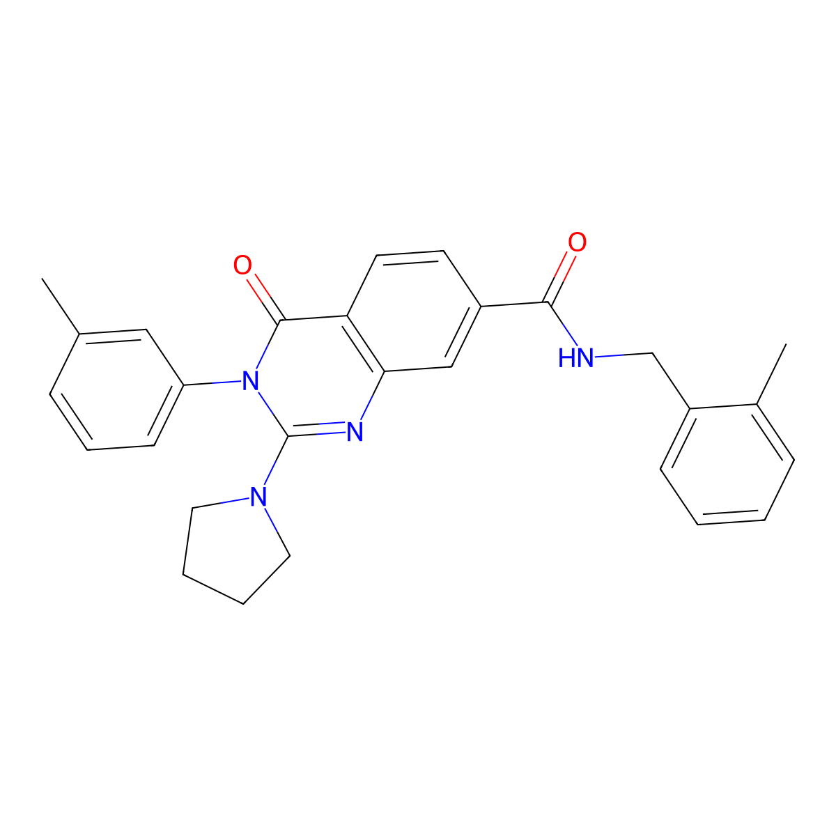 3-(3-methylphenyl)-N-[(2-methylphenyl)methyl]-4-oxo-2-(pyrrolidin-1-yl)-3,4-dihydroquinazoline-7-carboxamide molecular structure, CAS 1251594-63-4