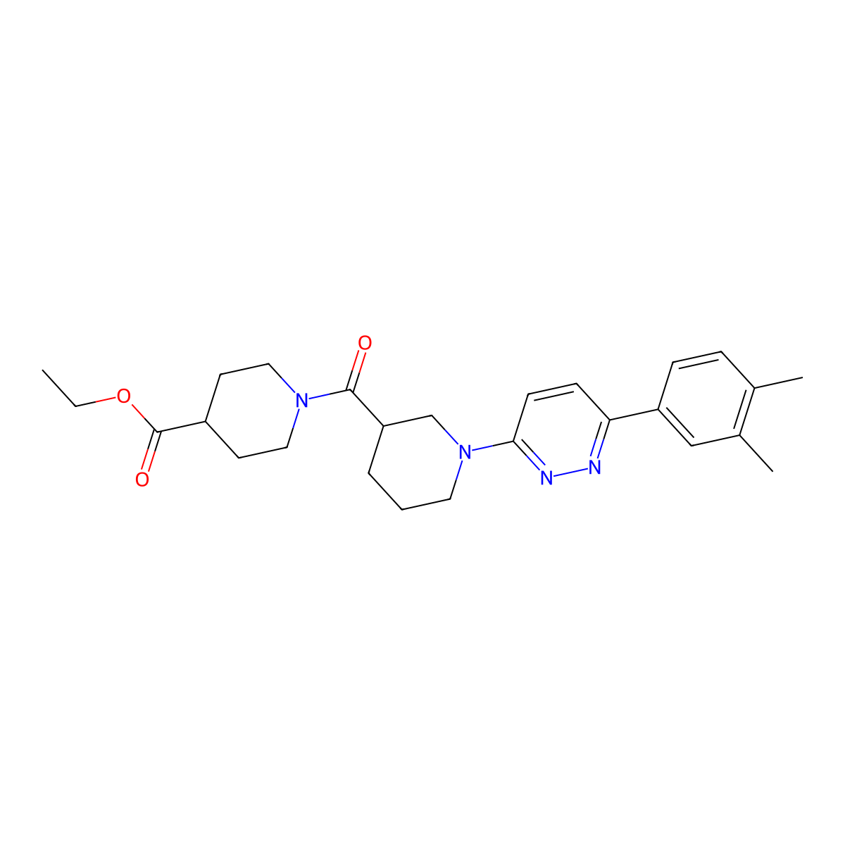 Ethyl 1-{1-[6-(3,4-dimethylphenyl)pyridazin-3-yl]piperidine-3-carbonyl}piperidine-4-carboxylate molecular structure, CAS 1251594-70-3