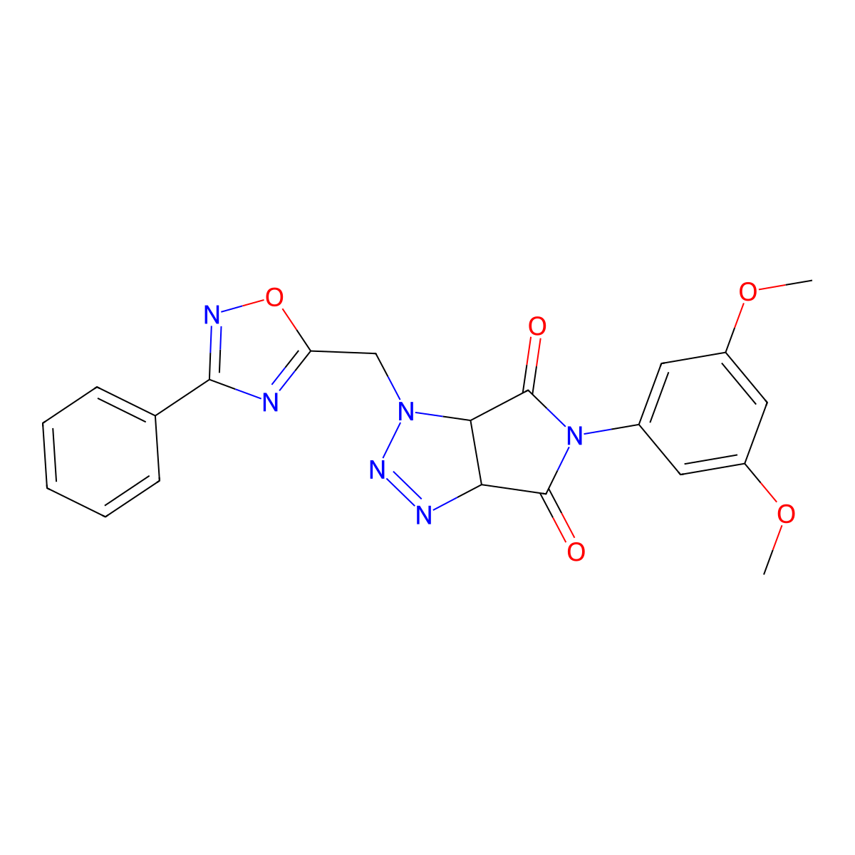 5-(3,5-dimethoxyphenyl)-1-((3-phenyl-1,2,4-oxadiazol-5-yl)methyl)-1,6a-dihydropyrrolo[3,4-d][1,2,3]triazole-4,6(3aH,5H)-dione molecular structure, CAS 1251594-74-7