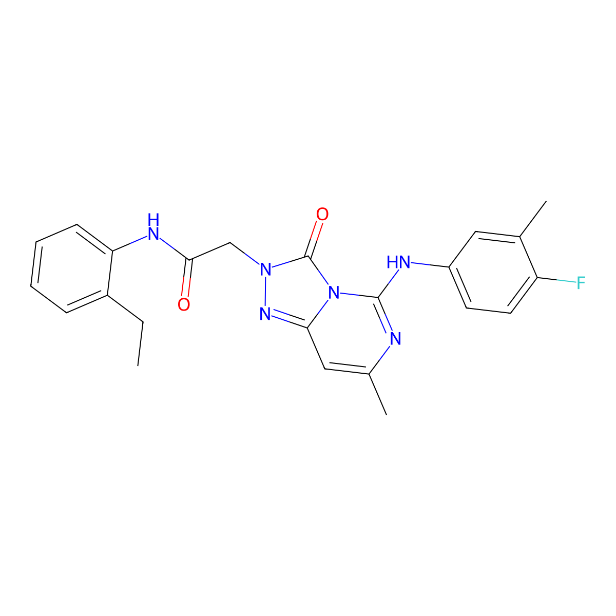 N-(2-ethylphenyl)-2-{5-[(4-fluoro-3-methylphenyl)amino]-7-methyl-3-oxo-2H,3H-[1,2,4]triazolo[4,3-c]pyrimidin-2-yl}acetamide molecular structure, CAS 1251594-81-6