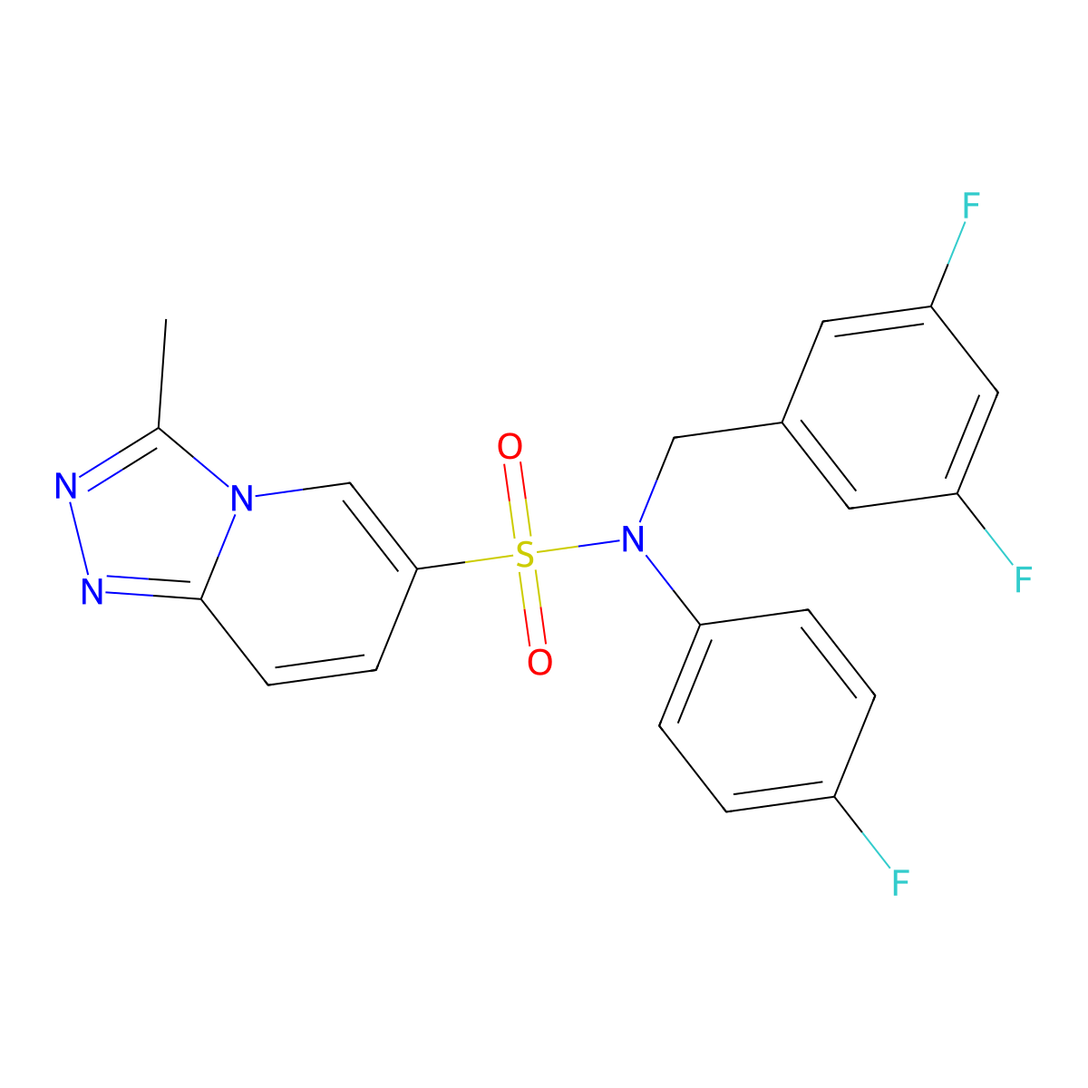 N-[(3,5-difluorophenyl)methyl]-N-(4-fluorophenyl)-3-methyl-[1,2,4]triazolo[4,3-a]pyridine-6-sulfonamide molecular structure, CAS 1251594-83-8
