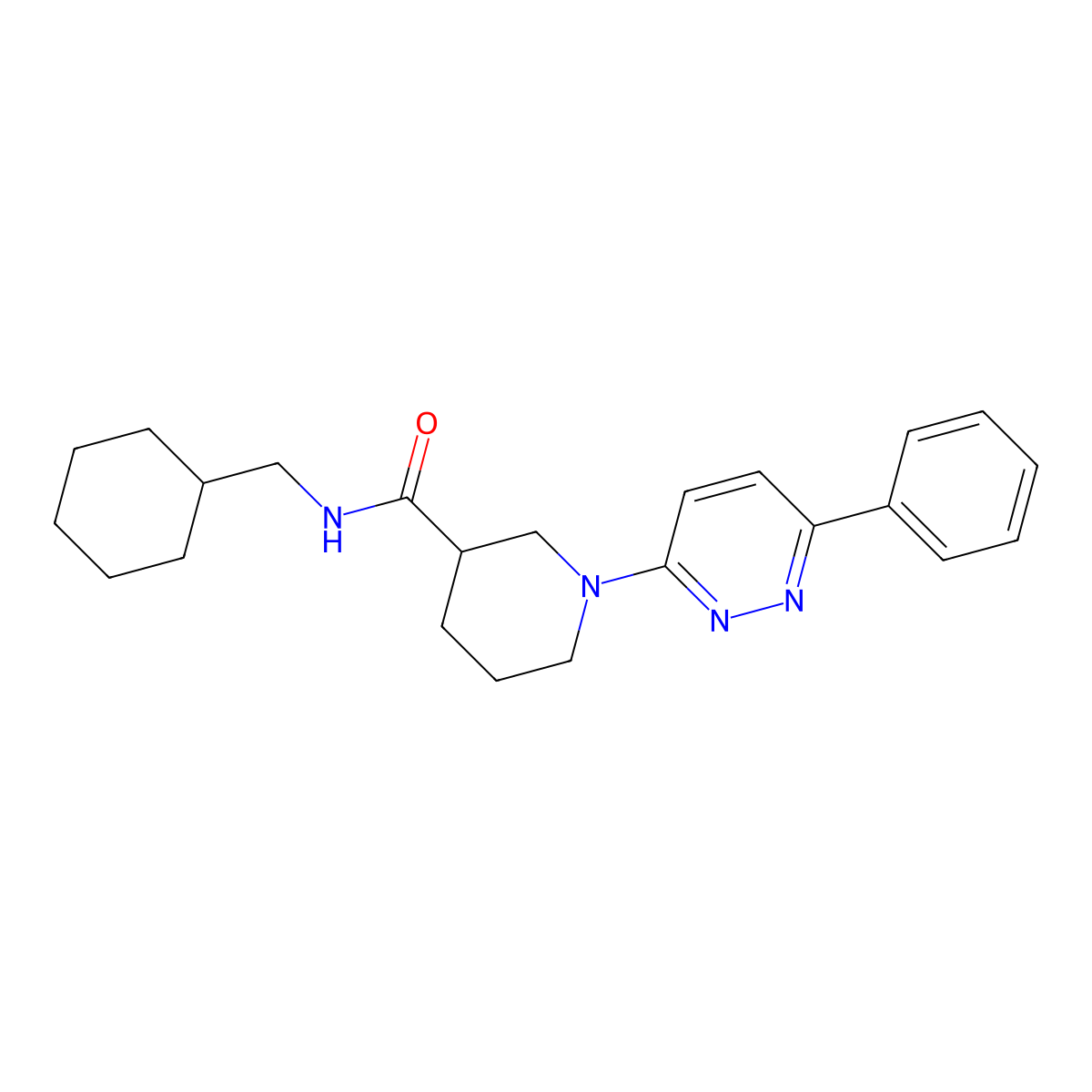 N-(cyclohexylmethyl)-1-(6-phenylpyridazin-3-yl)piperidine-3-carboxamide molecular structure, CAS 1251594-87-2
