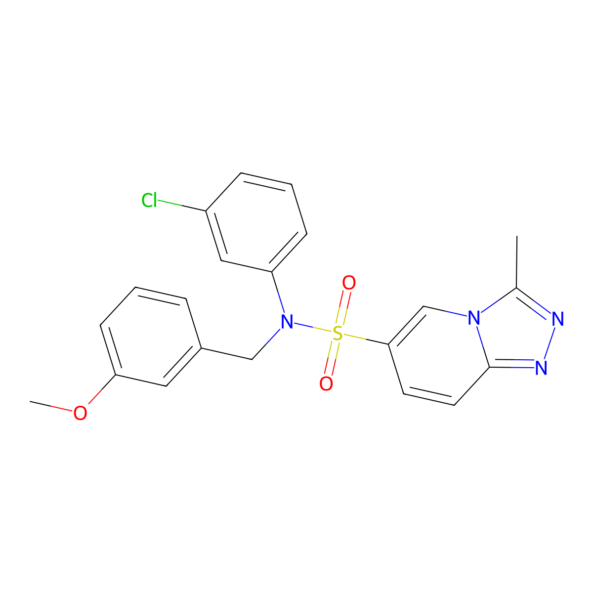 N-(3-chlorophenyl)-N-[(3-methoxyphenyl)methyl]-3-methyl-[1,2,4]triazolo[4,3-a]pyridine-6-sulfonamide molecular structure, CAS 1251594-92-9