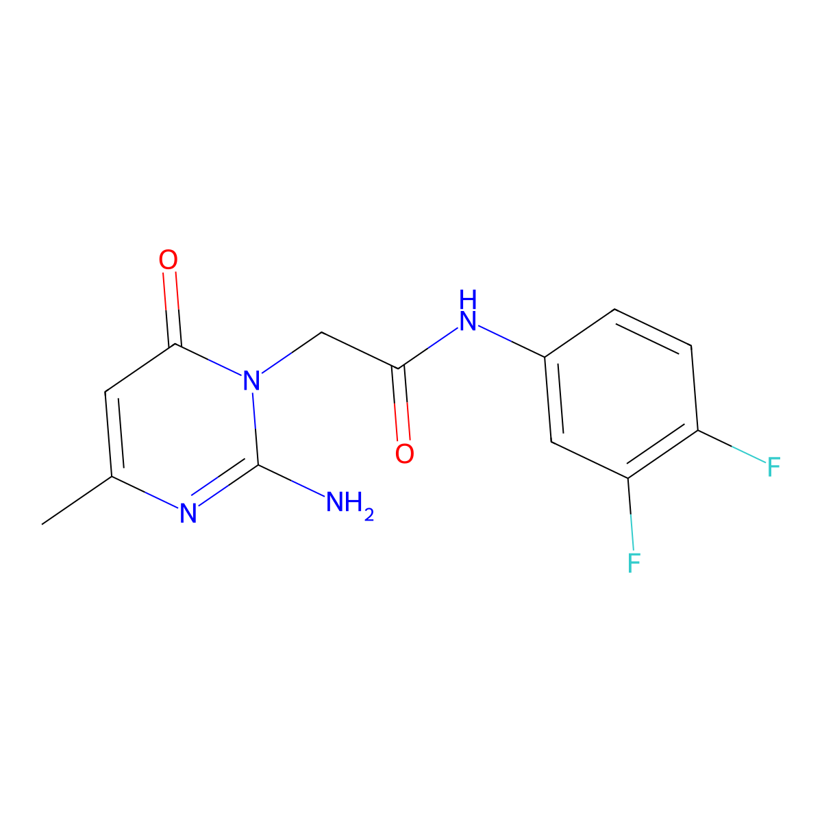 2-[2-amino-4-methyl-6-oxo-1(6H)-pyrimidinyl]-N~1~-(3,4-difluorophenyl)acetamide molecular structure, CAS 1251594-94-1