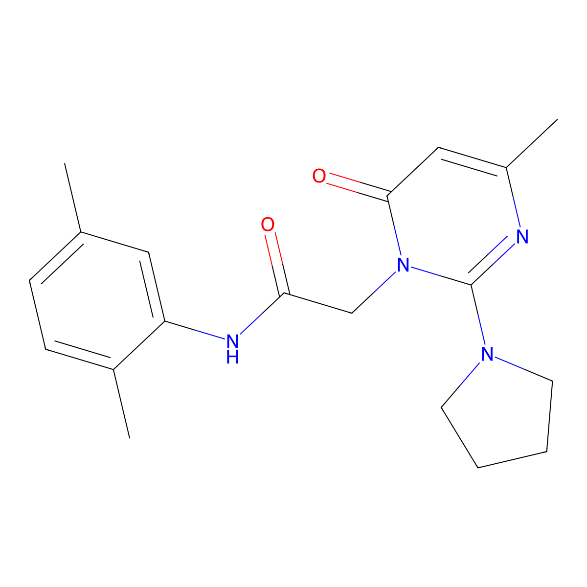 N-(2,5-dimethylphenyl)-2-(4-methyl-6-oxo-2-pyrrolidin-1-ylpyrimidin-1(6H)-yl)acetamide molecular structure, CAS 1251594-99-6