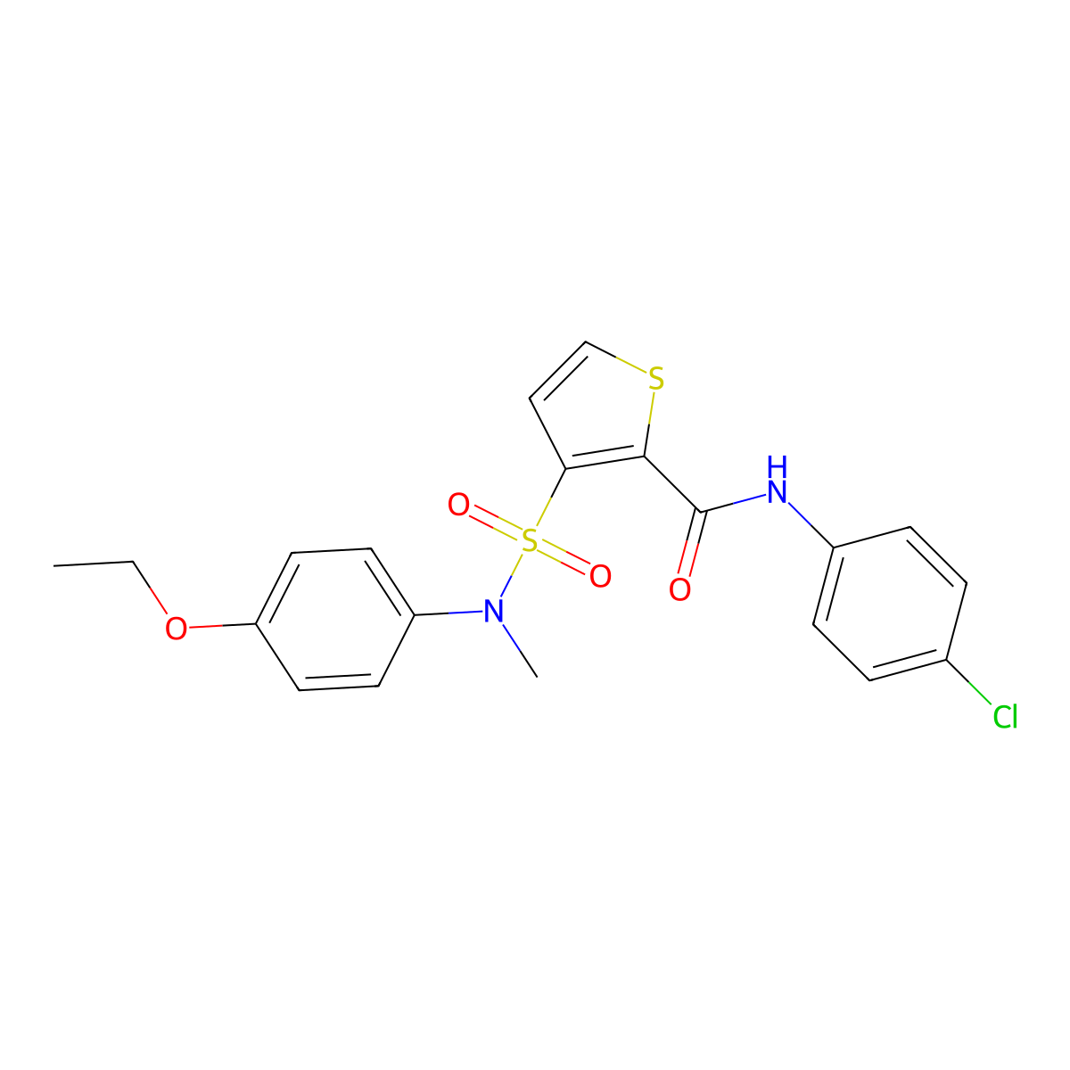 N-(4-chlorophenyl)-3-[(4-ethoxyphenyl)(methyl)sulfamoyl]thiophene-2-carboxamide molecular structure, CAS 1251595-04-6