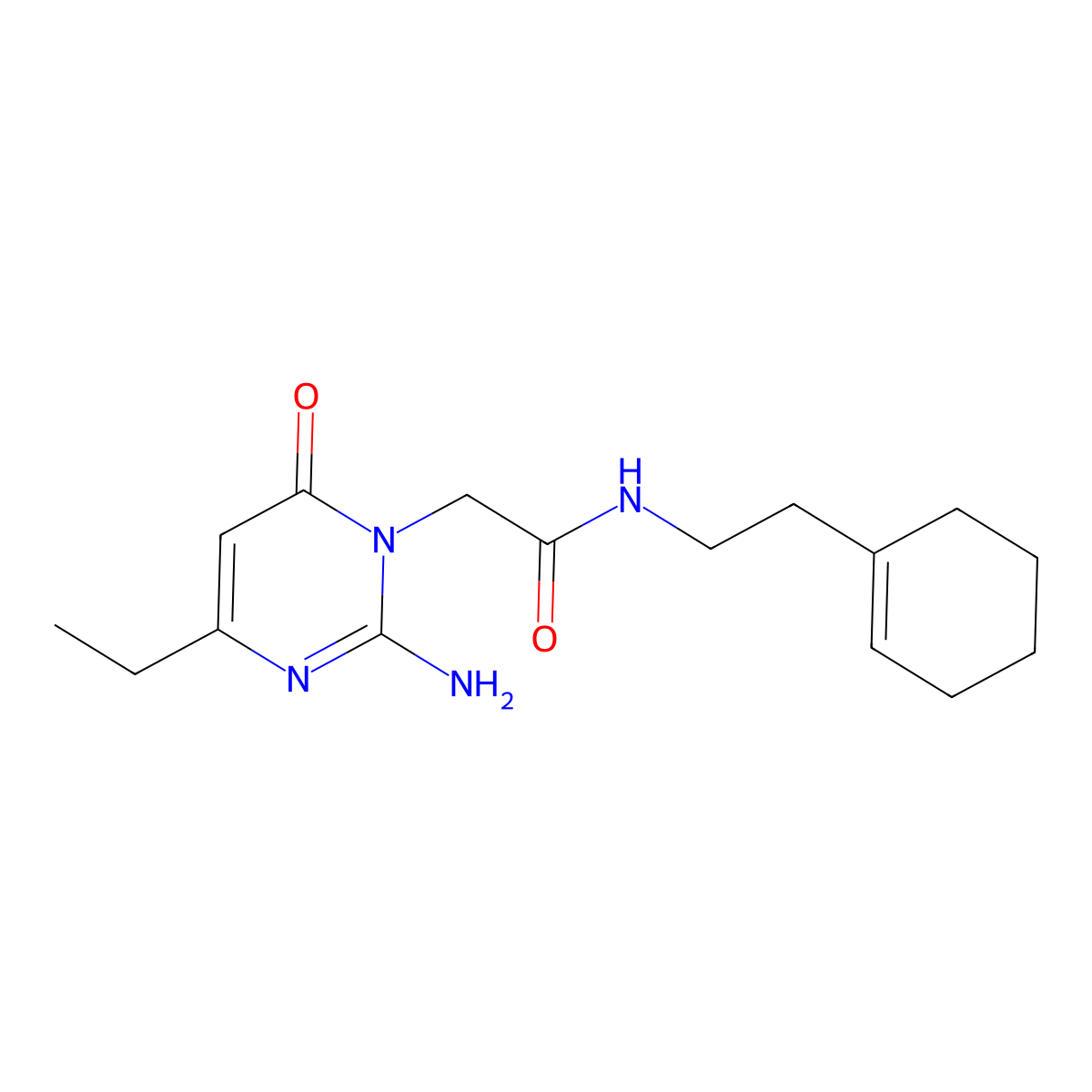 2-(2-amino-4-ethyl-6-oxo-1,6-dihydropyrimidin-1-yl)-N-[2-(cyclohex-1-en-1-yl)ethyl]acetamide molecular structure, CAS 1251595-08-0