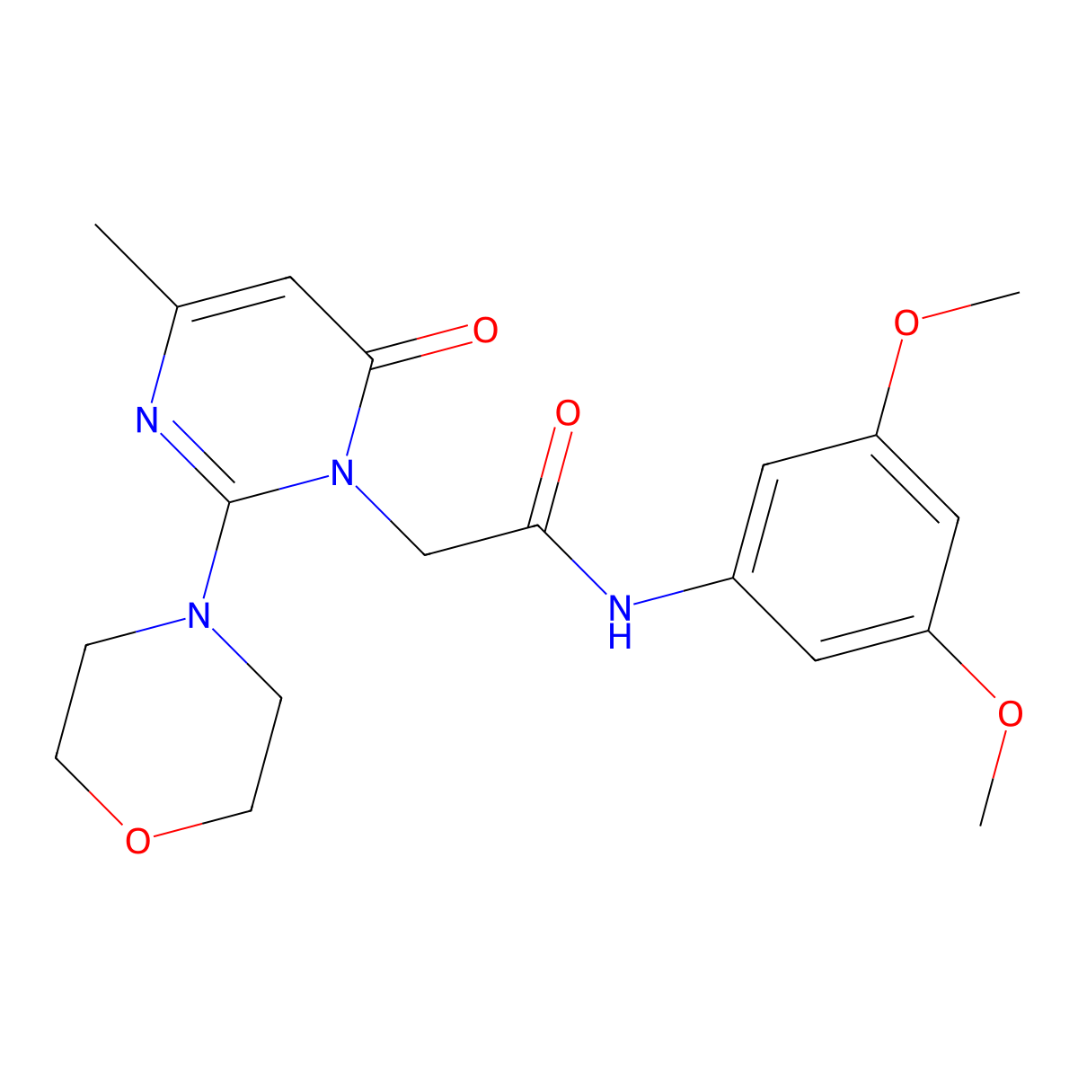 N-(3,5-dimethoxyphenyl)-2-[4-methyl-2-(morpholin-4-yl)-6-oxo-1,6-dihydropyrimidin-1-yl]acetamide molecular structure, CAS 1251595-13-7