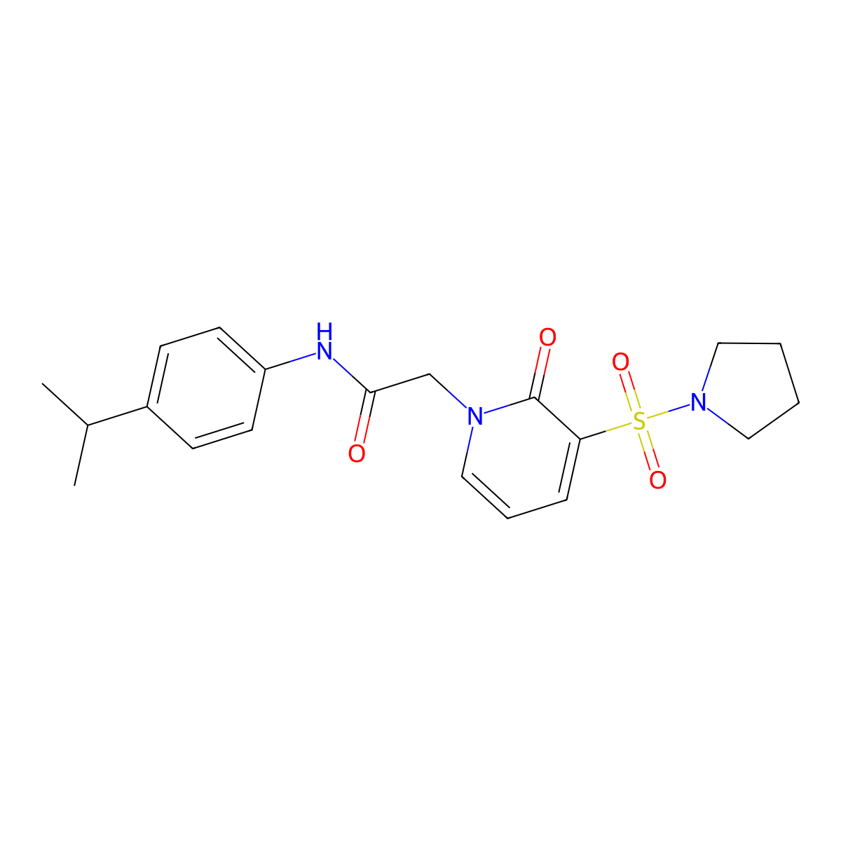 N-(4-isopropylphenyl)-2-(2-oxo-3-(pyrrolidin-1-ylsulfonyl)pyridin-1(2H)-yl)acetamide molecular structure, CAS 1251595-15-9