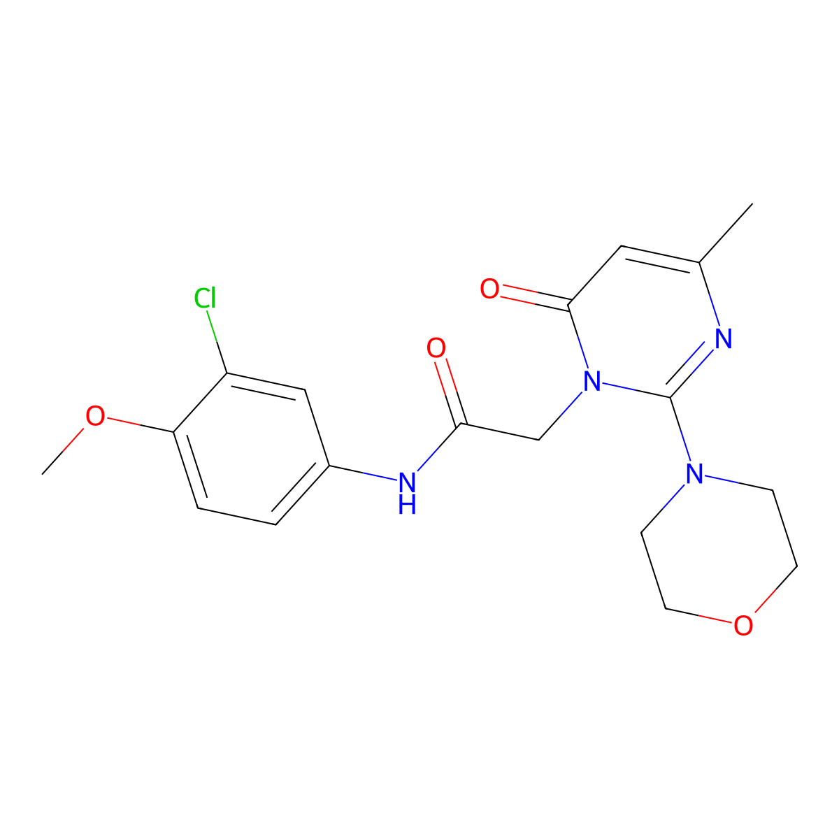 N-(3-chloro-4-methoxyphenyl)-2-[4-methyl-2-(morpholin-4-yl)-6-oxo-1,6-dihydropyrimidin-1-yl]acetamide molecular structure, CAS 1251595-16-0