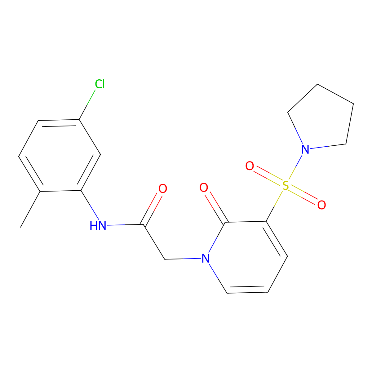 N-(5-chloro-2-methylphenyl)-2-[2-oxo-3-(pyrrolidine-1-sulfonyl)-1,2-dihydropyridin-1-yl]acetamide molecular structure, CAS 1251595-18-2