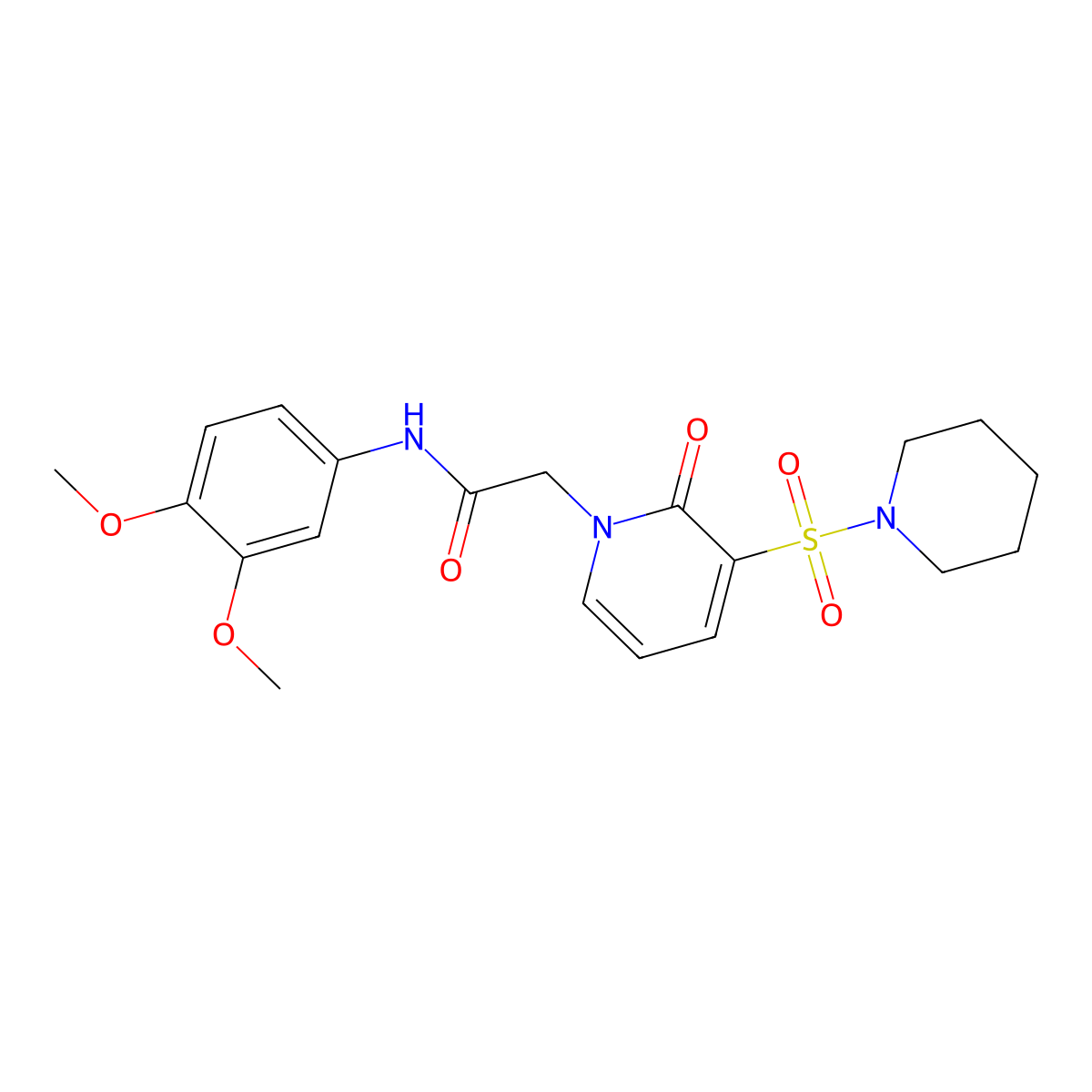 N-(3,4-dimethoxyphenyl)-2-(2-oxo-3-(piperidin-1-ylsulfonyl)pyridin-1(2H)-yl)acetamide molecular structure, CAS 1251595-20-6