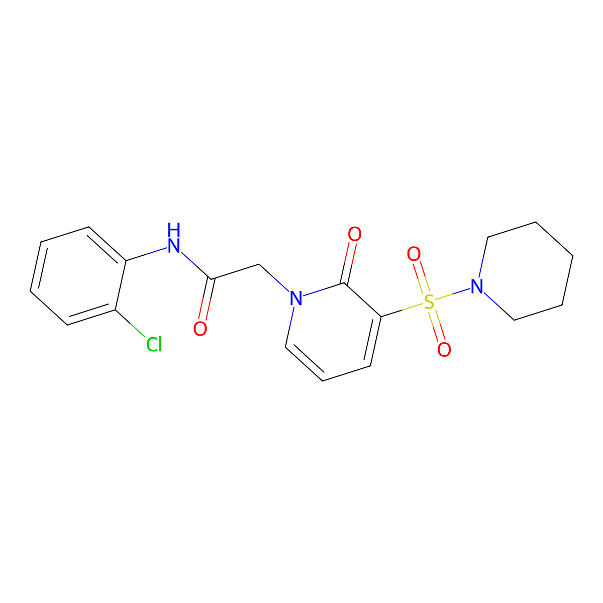 N-(2-chlorophenyl)-2-(2-oxo-3-(piperidin-1-ylsulfonyl)pyridin-1(2H)-yl)acetamide molecular structure, CAS 1251595-23-9