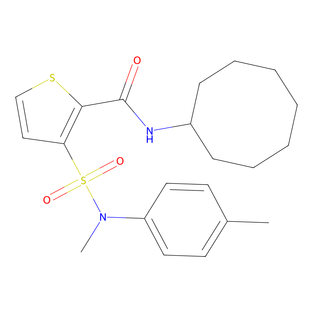 N-cyclooctyl-3-[methyl(4-methylphenyl)sulfamoyl]thiophene-2-carboxamide molecular structure, CAS 1251595-27-3
